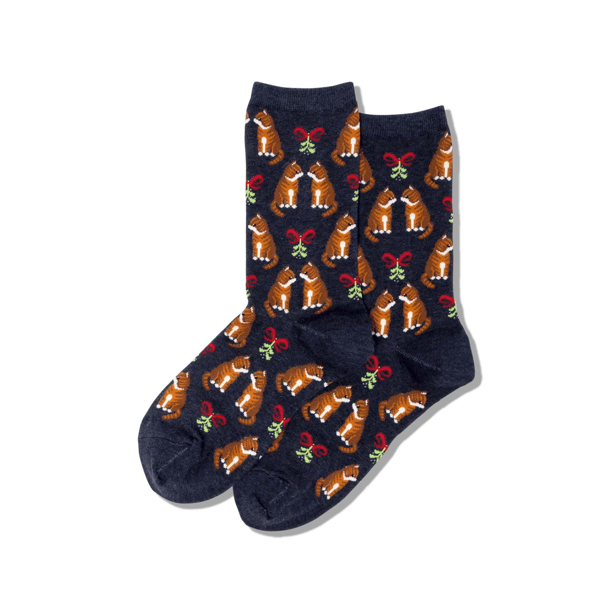 HOTSOX Women's Mistletoe Cat Crew Socks