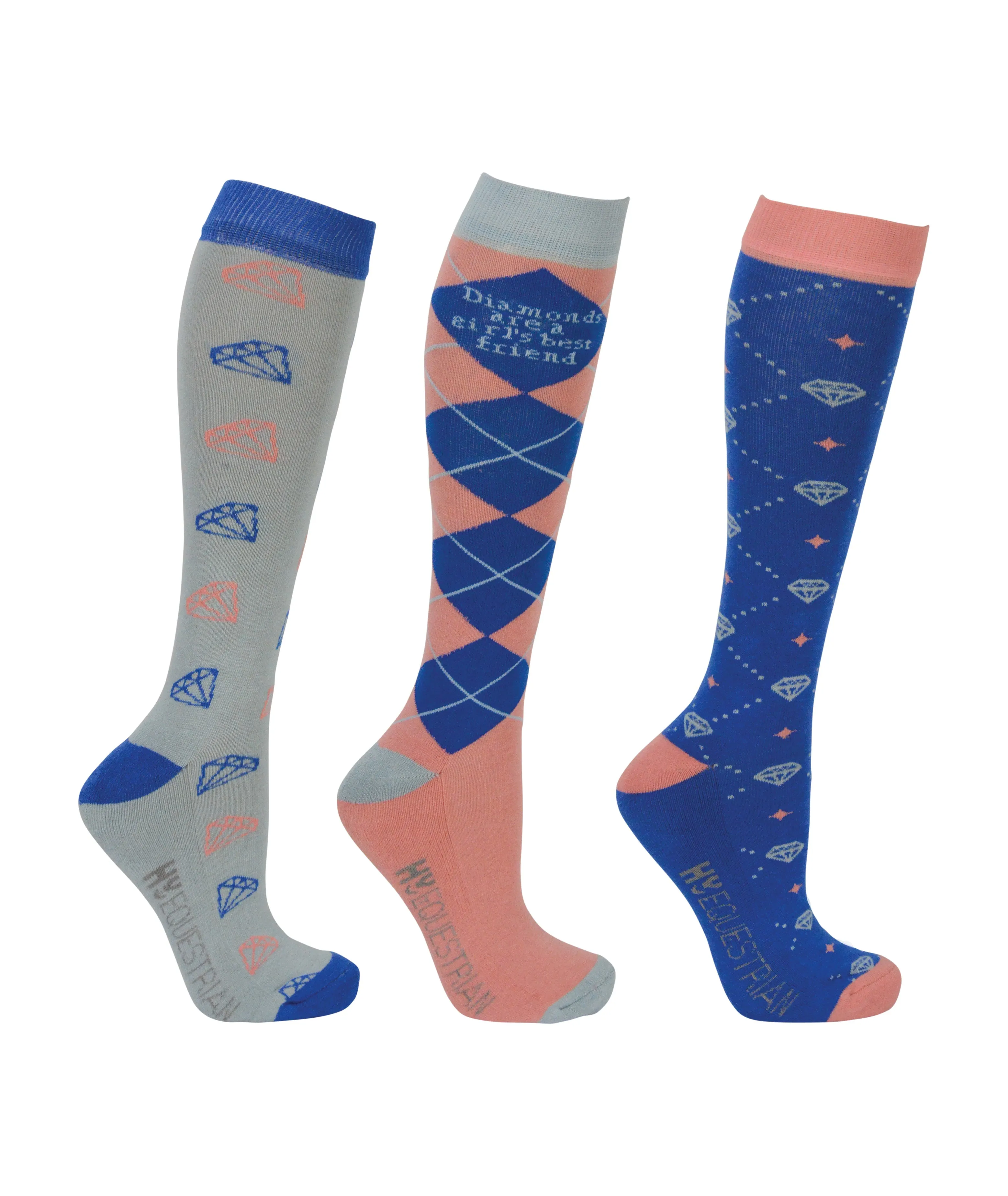 Hy Equestrian Diamond Socks (Pack of 3)