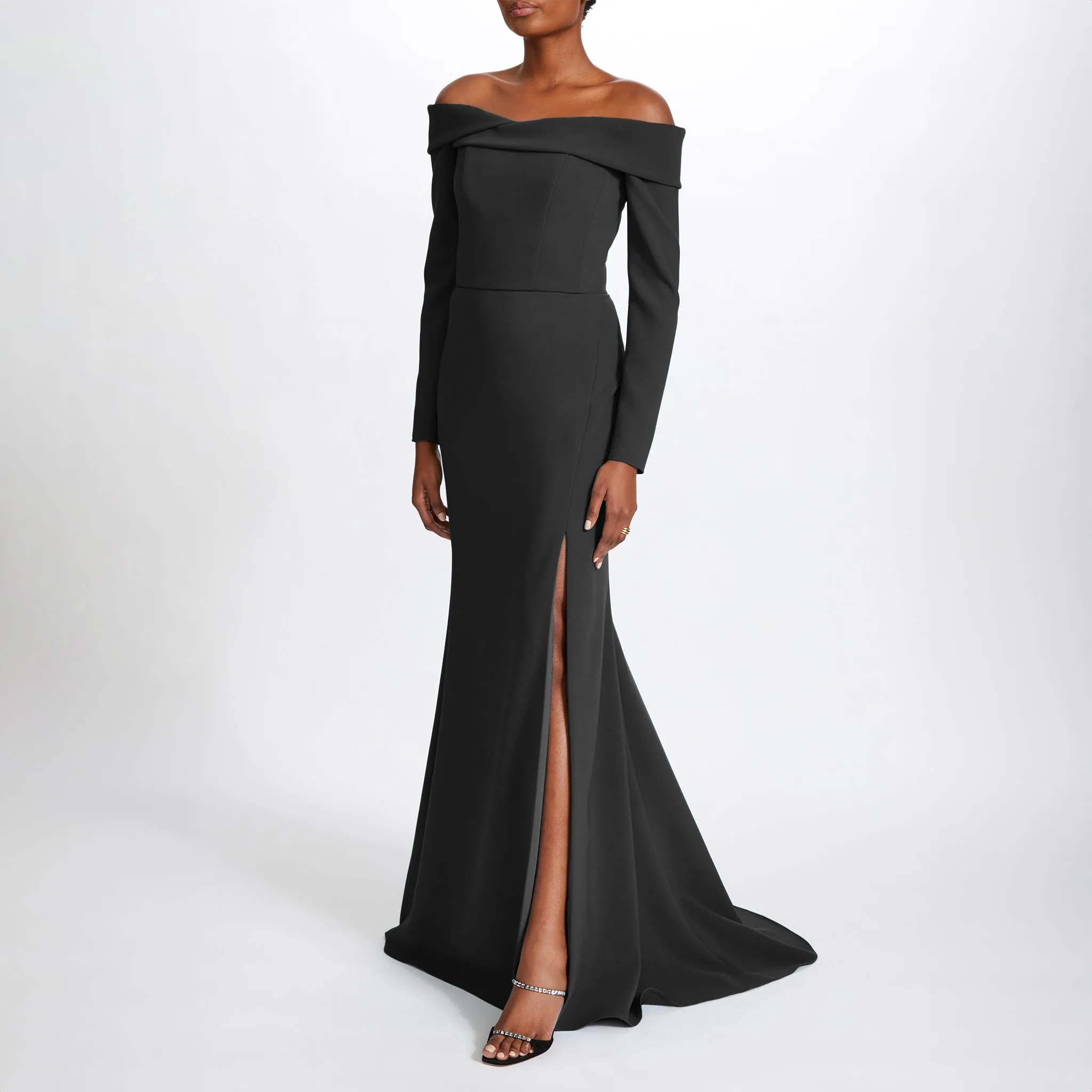 Italian Stretch Crepe Fit to Flare Gown