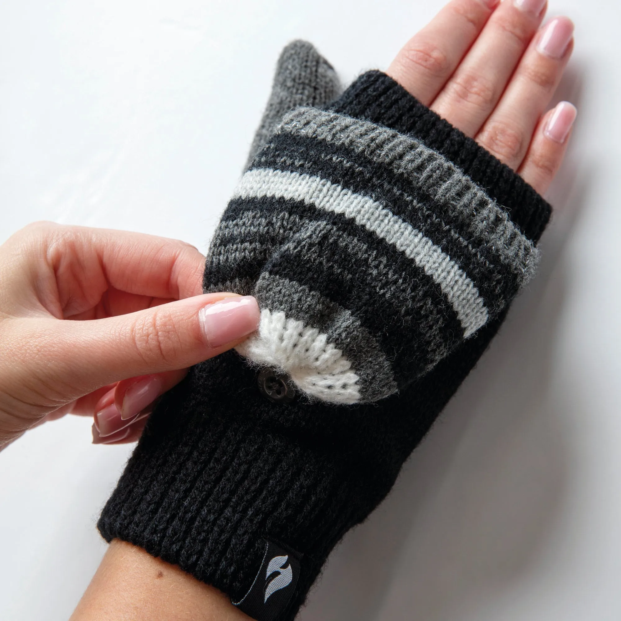 Ladies Bronte Converter Mittens - Black & Grey