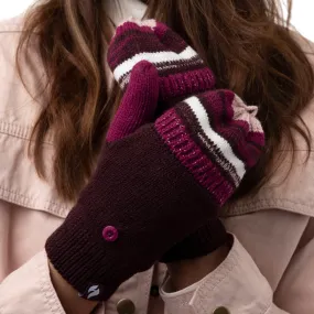 Ladies Bronte Converter Mittens - Burgundy & Mulberry