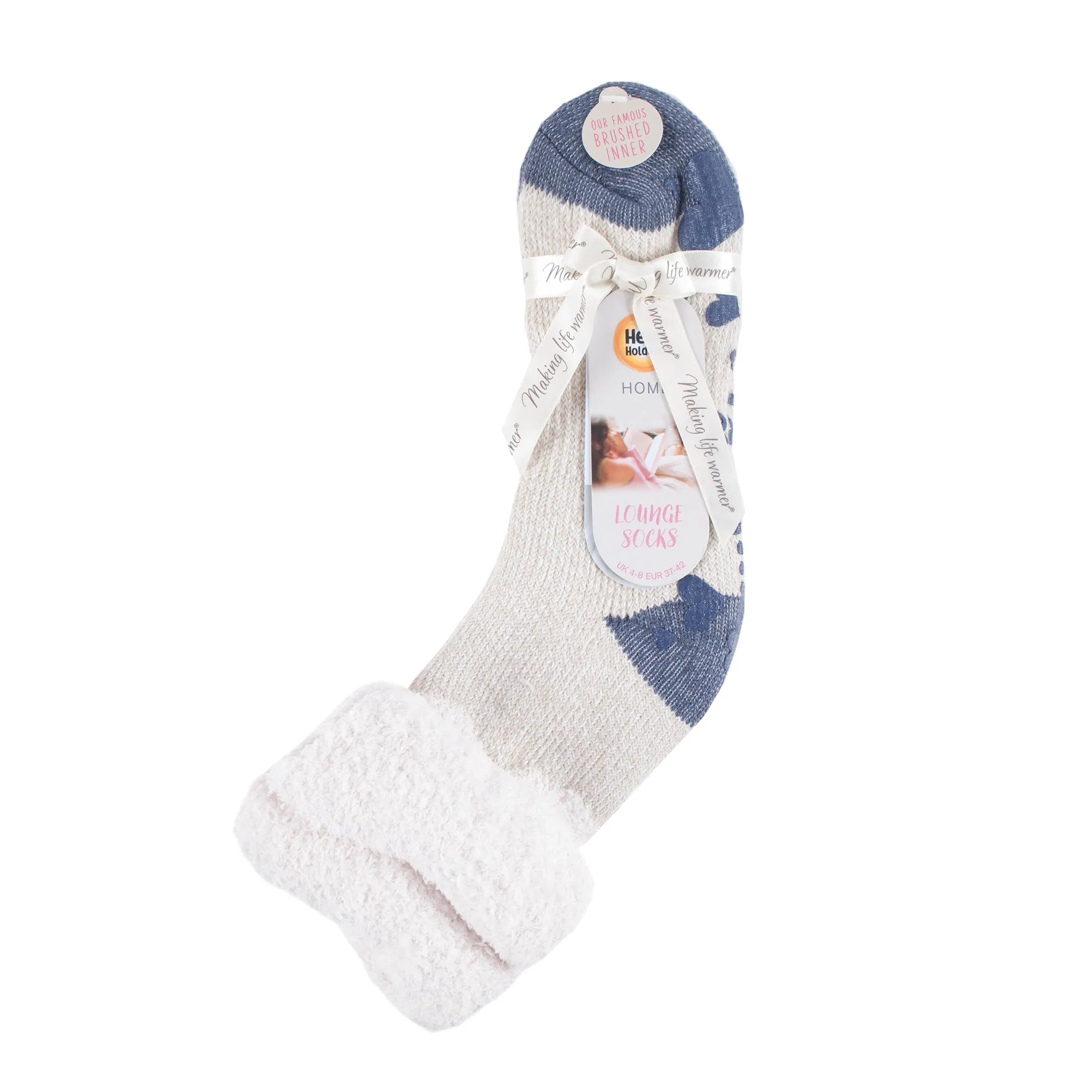 Ladies Original Lounge Socks with Comfy Slouch Top - Cream & Mauve