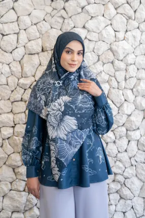 Leysha Shirt & Scarf Syar'i Set Lunar Blue