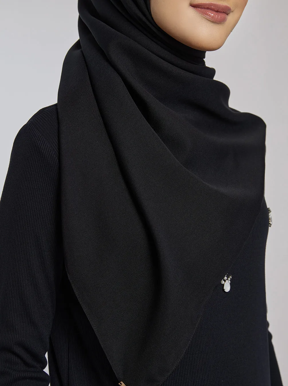 LIGHT VOILE SCARF PLAIN BLACK