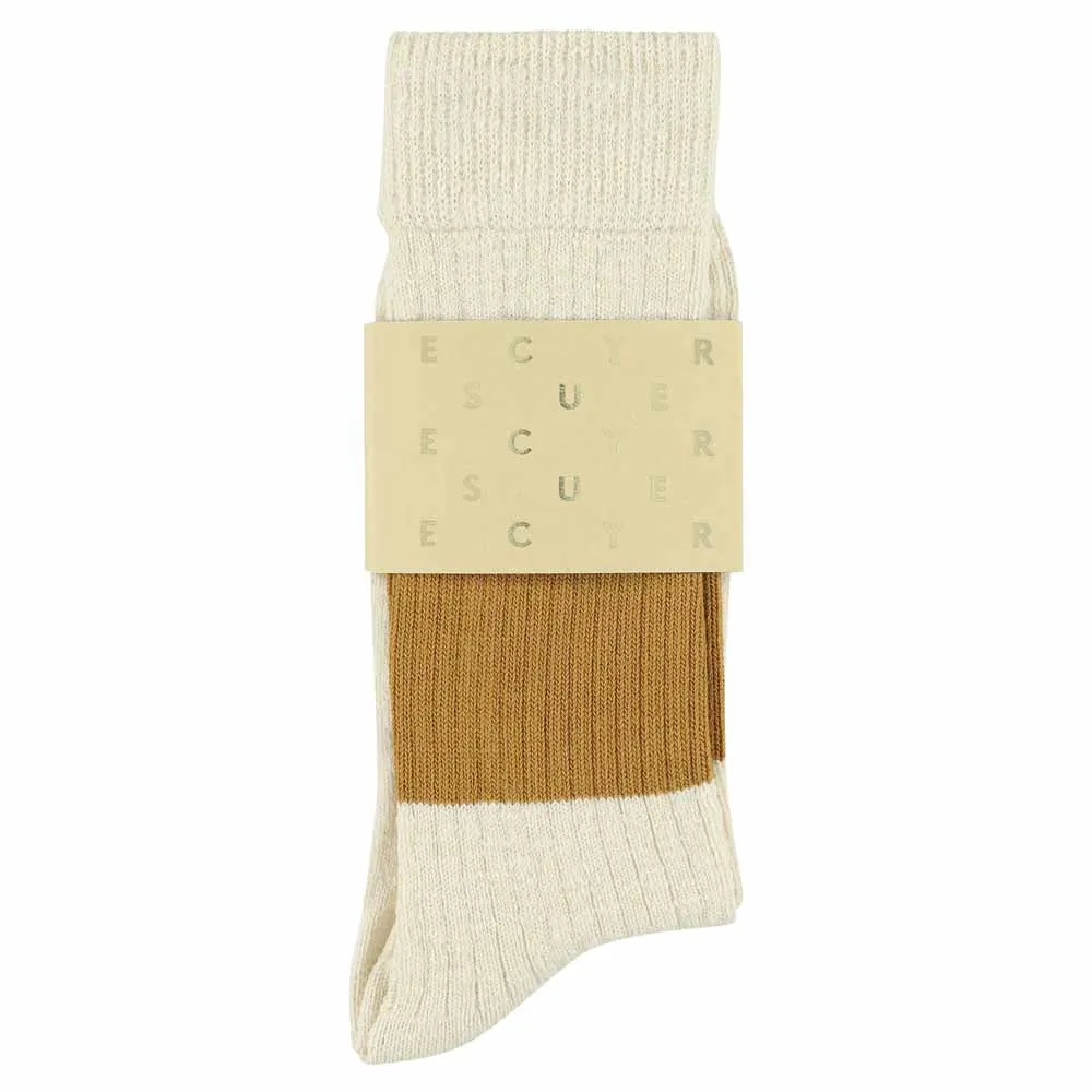 Melange Band Socks - Ecru / Mustard