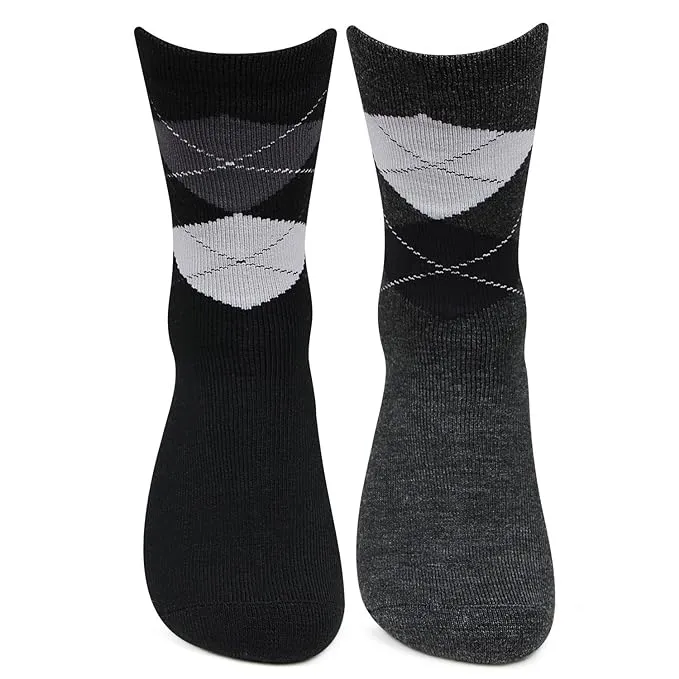 Men Classic Argyle Multicolored Woolen Socks- Pack of 2