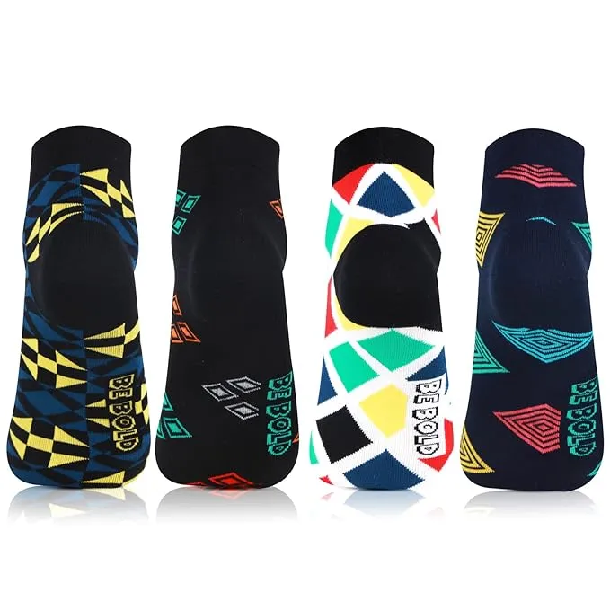 Men Multicolored Design Ankle Bold Socks - Pack of 4