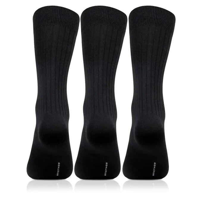 Men's Cotton Black Rib Socks- Pack of 3