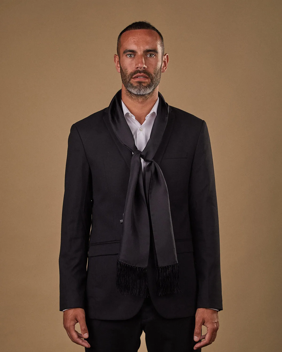 Men's Silk Aviator Scarf in Black - The Air Black Aviator