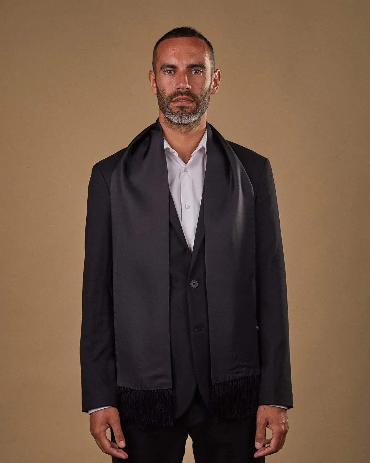 Men's Silk Aviator Scarf in Black - The Air Black Aviator