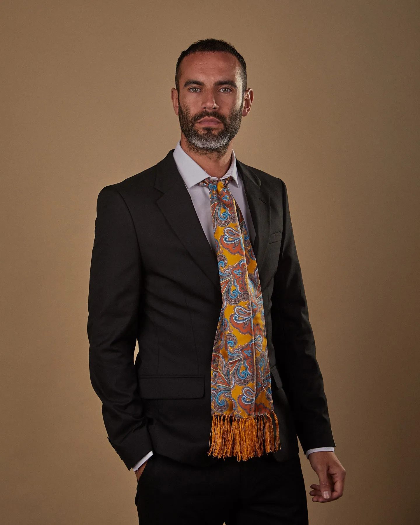 Men's Silk Aviator Scarf in Paisley - The Carnaby Aviator