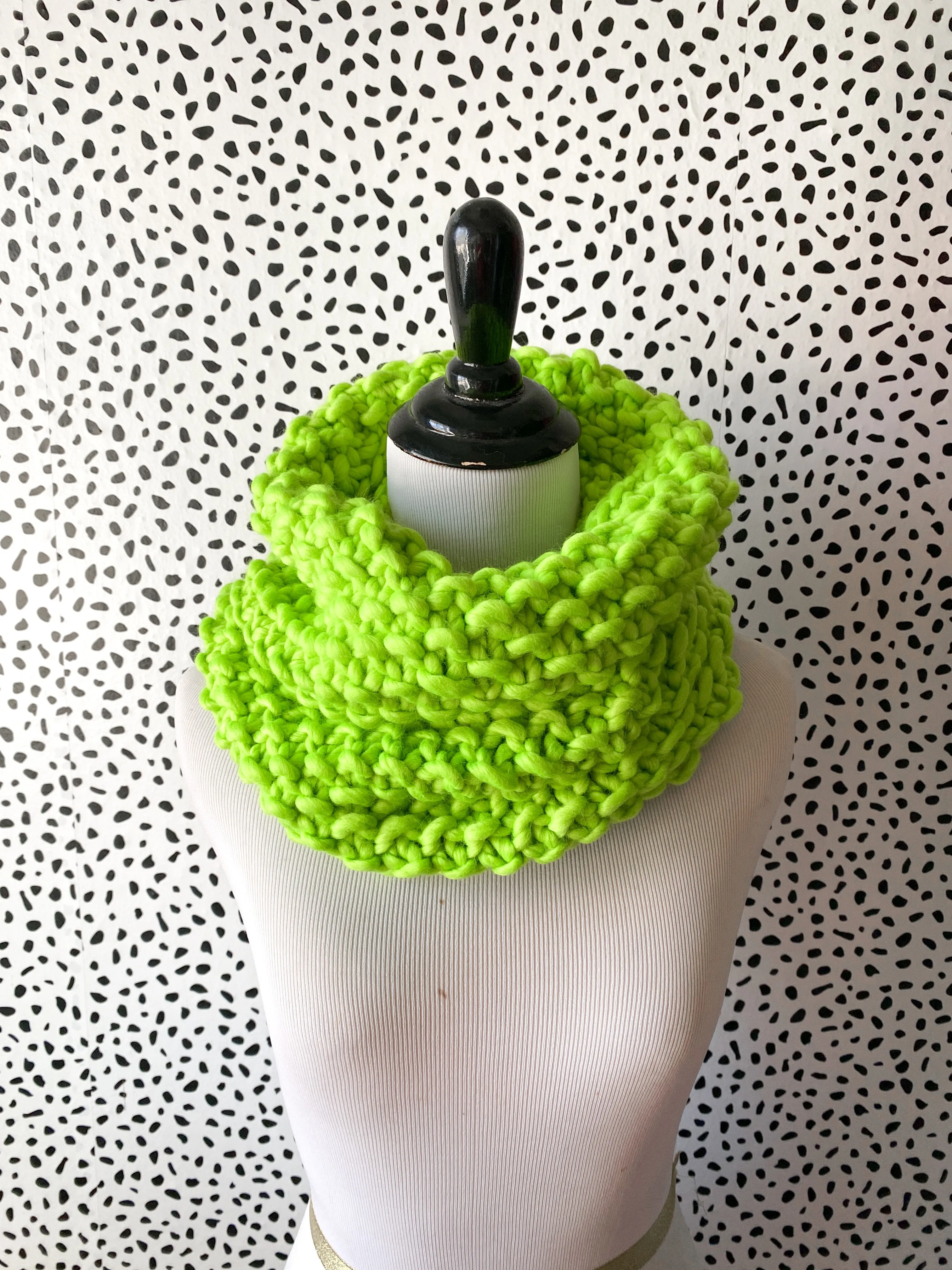 Merino Bubble Fluff Cowl in Neon Green