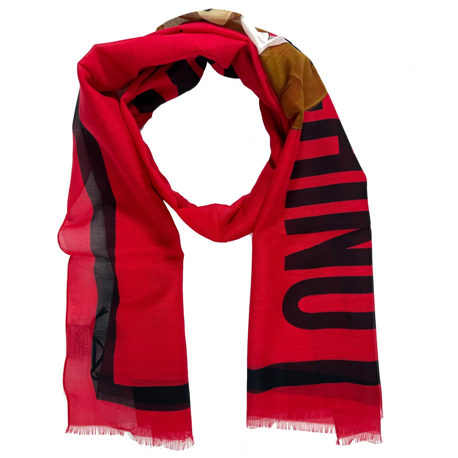 Moschino Scarf Red Toy Bear - Lightweight Cotton Silk Shawl SALE