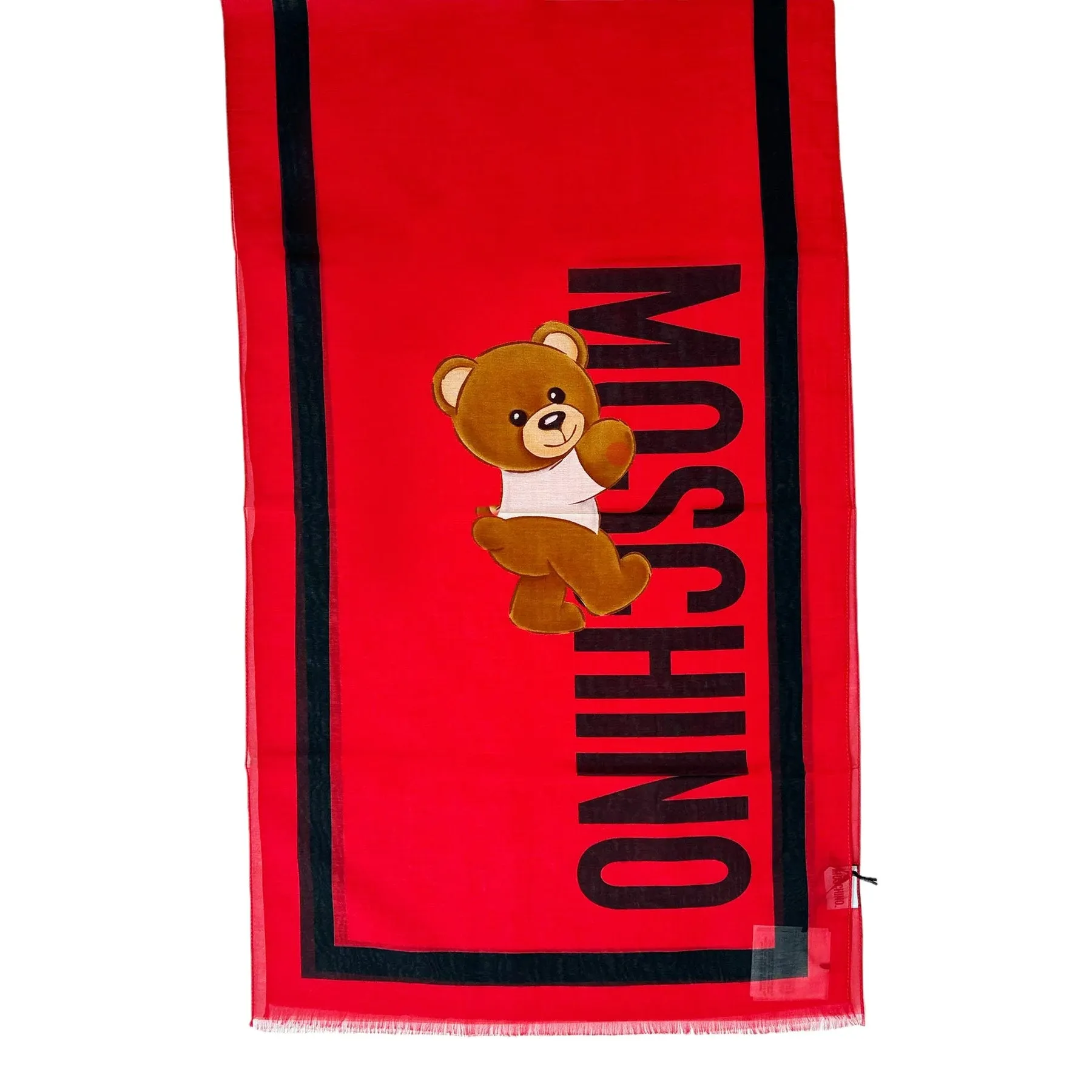 Moschino Scarf Red Toy Bear - Lightweight Cotton Silk Shawl SALE