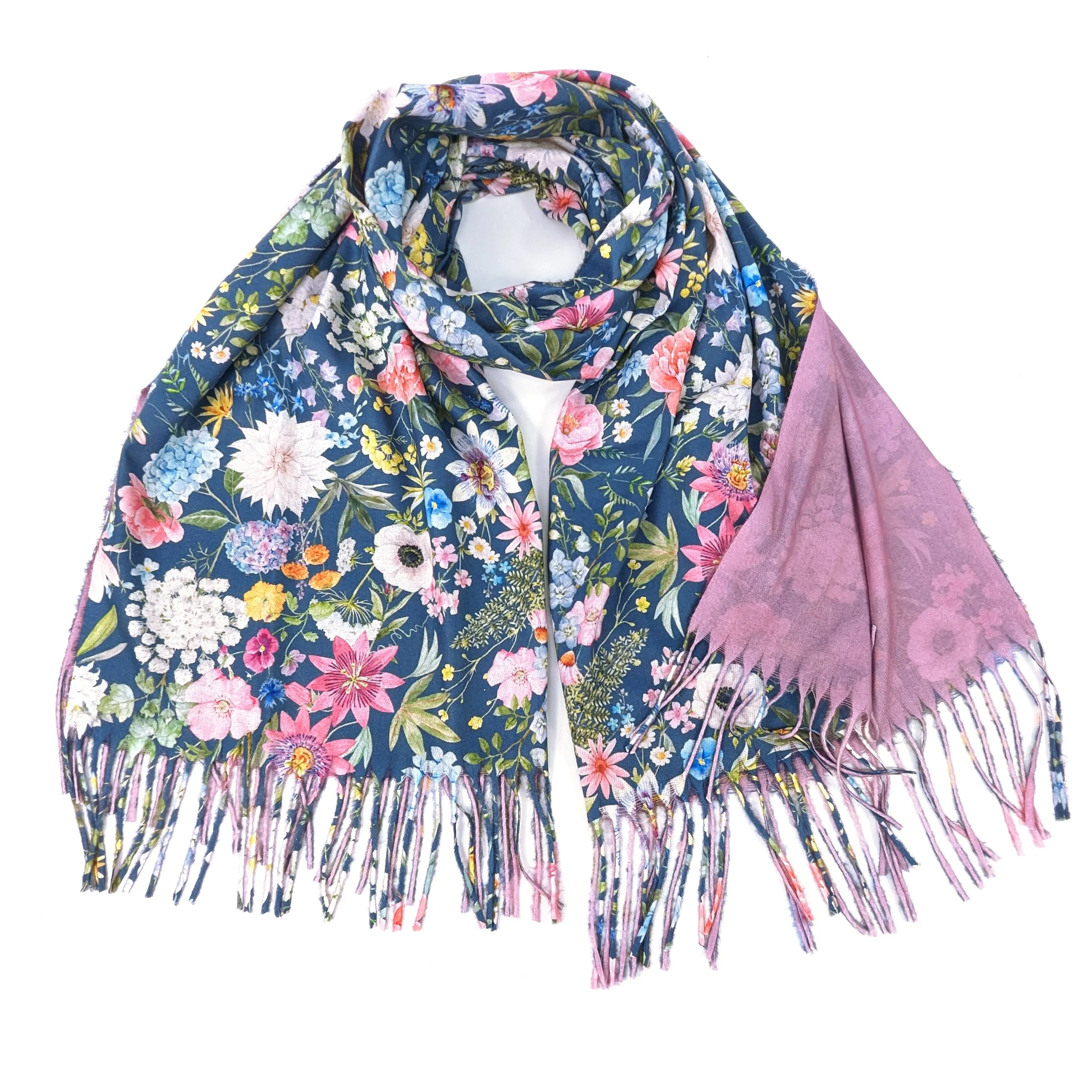 Navy Spring Pashmina Style Scarf  (70x180cm)