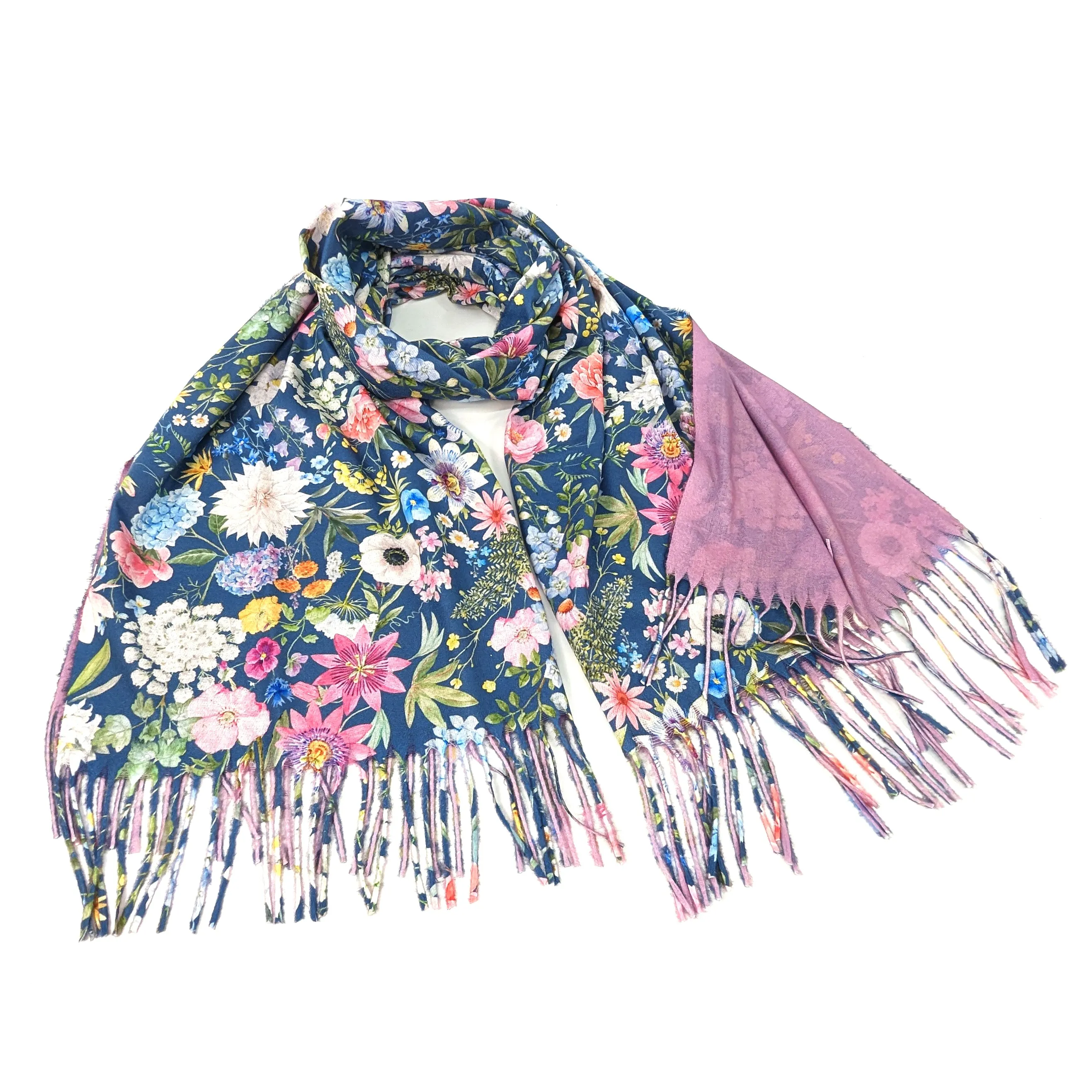 Navy Spring Pashmina Style Scarf  (70x180cm)