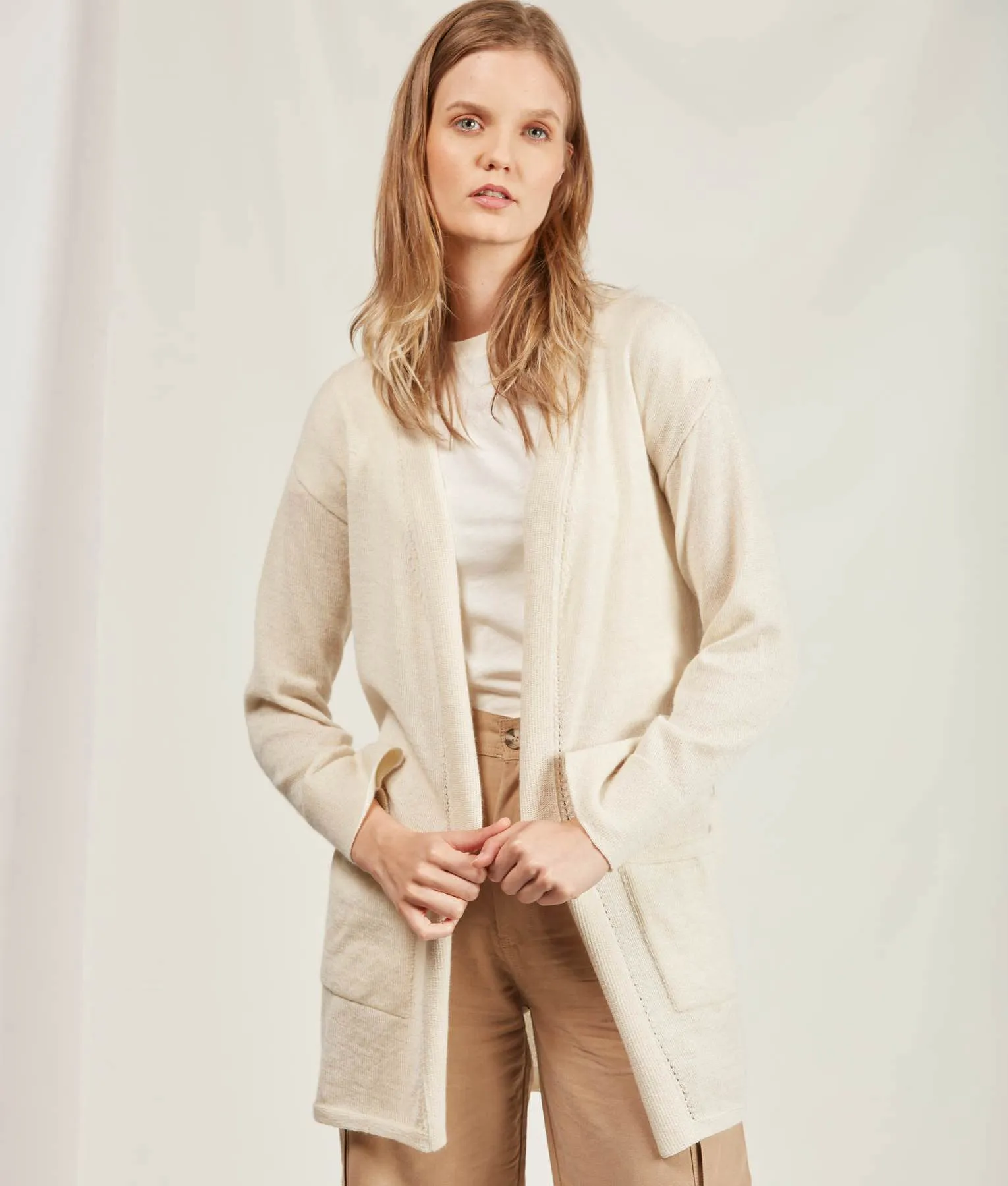 Organic Alpaca Long Belted Jersey Cardigan