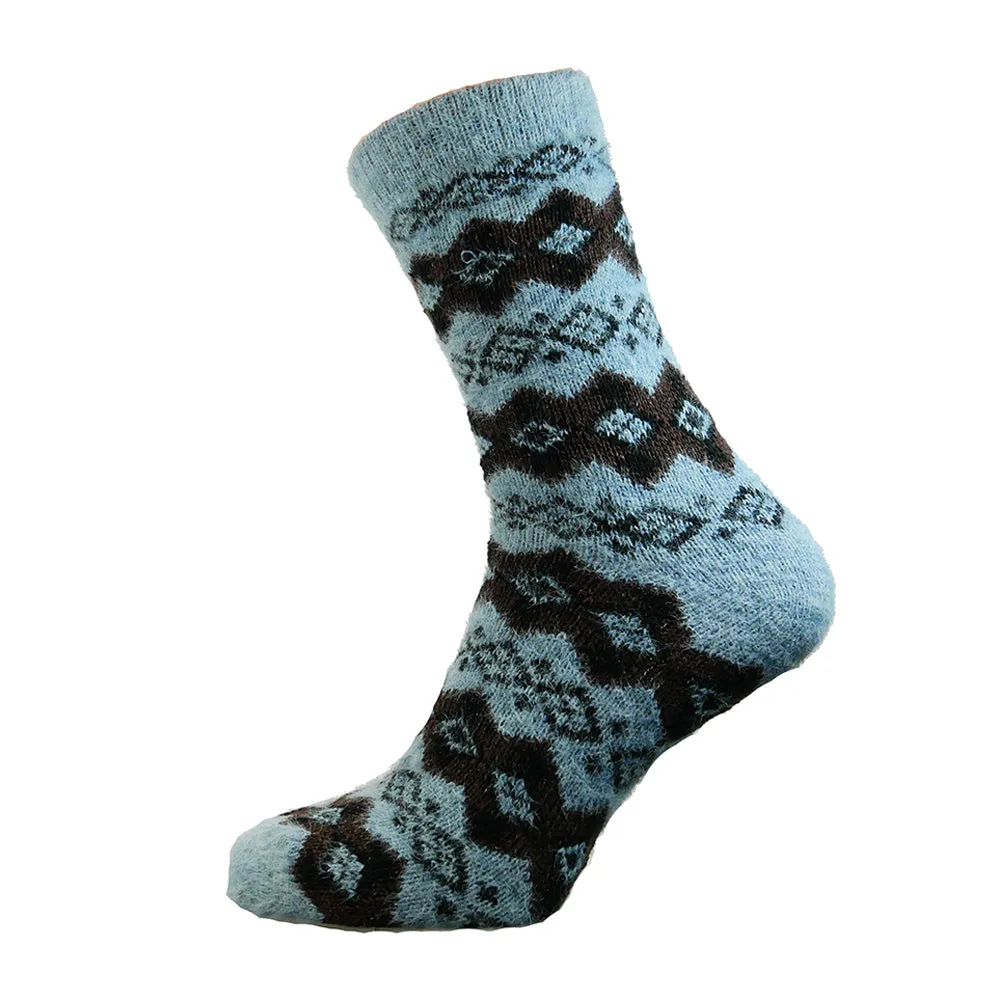 Pale Blue and Brown Diamond patterned socks