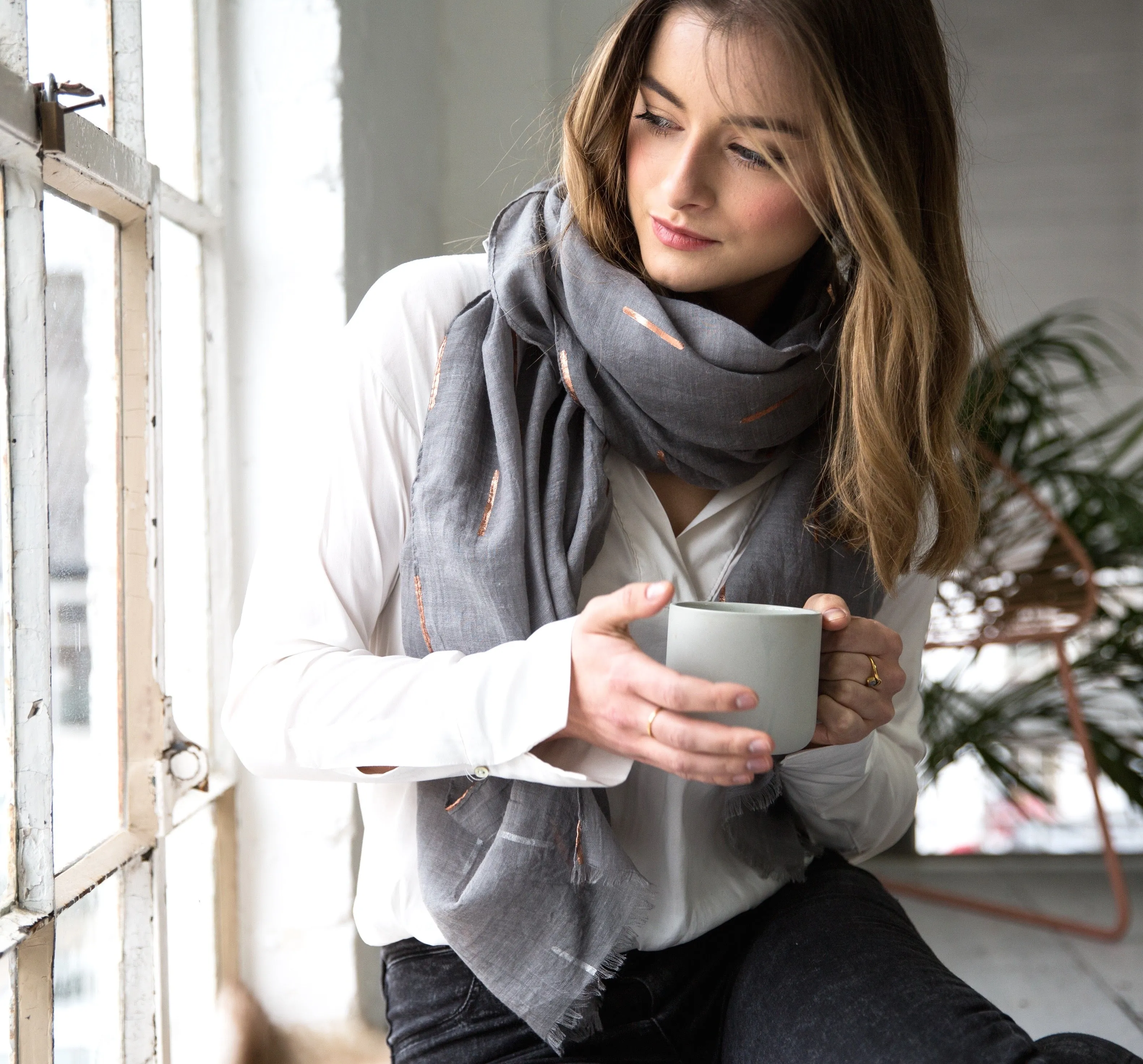 Personalised Grey To Rose Gold Scarf