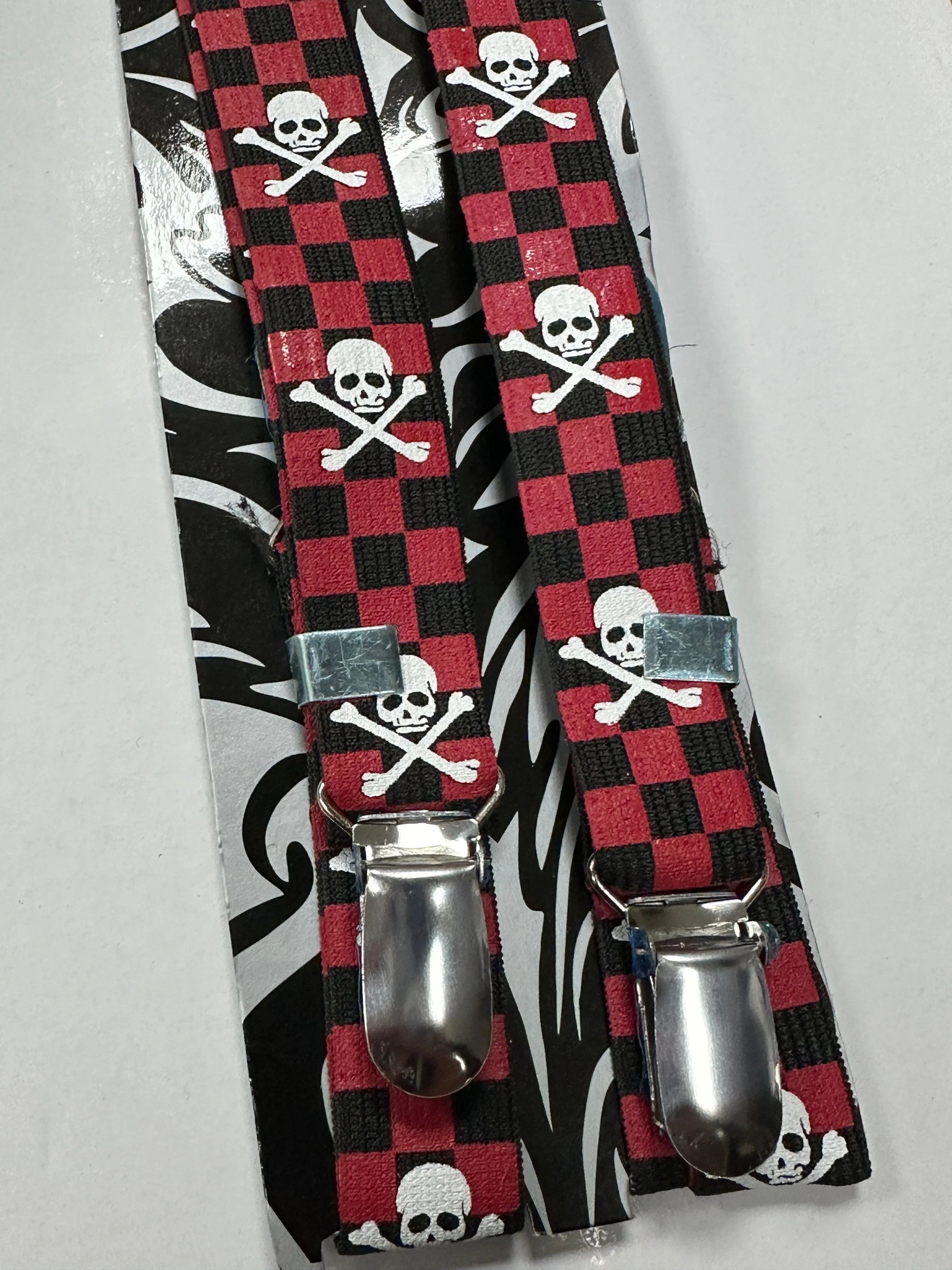 Pirate Skull Suspender Belt Clip on Adjustable Elastic Y-shaped Harness Belt