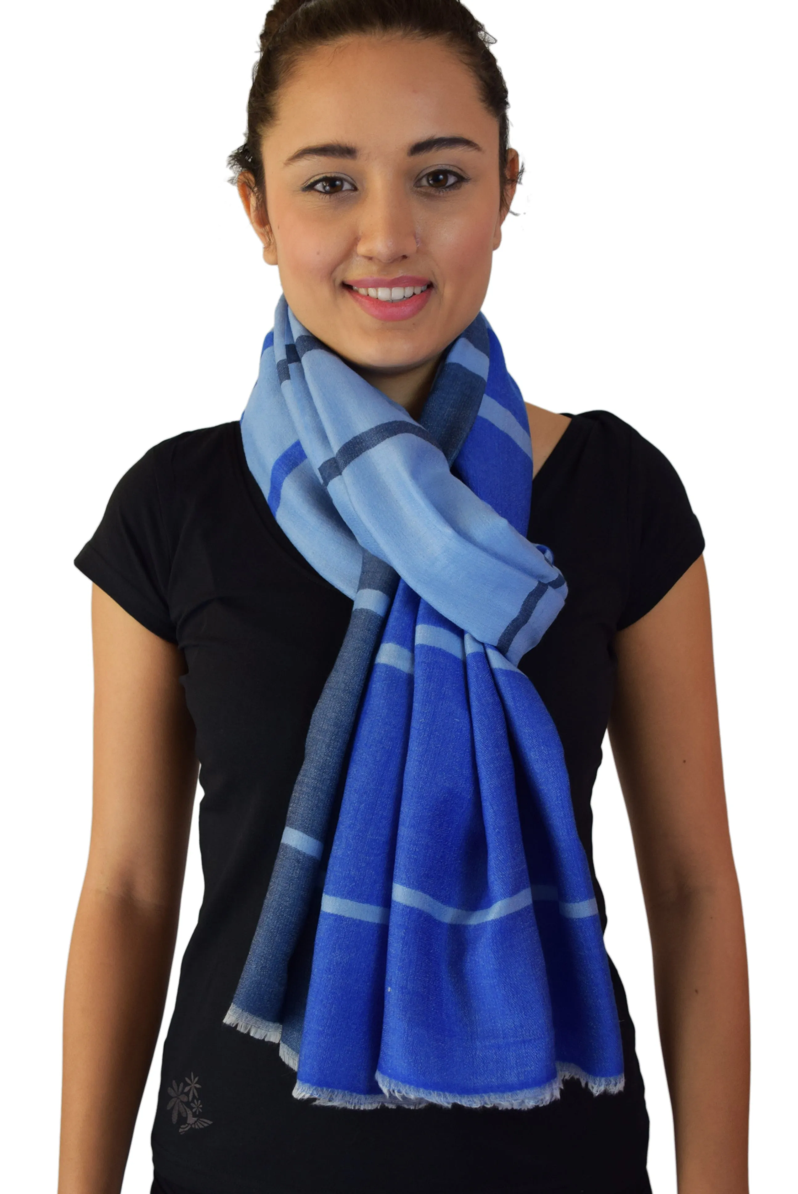 Pure Cashmere Scarf/Wrap in Stripes Pattern