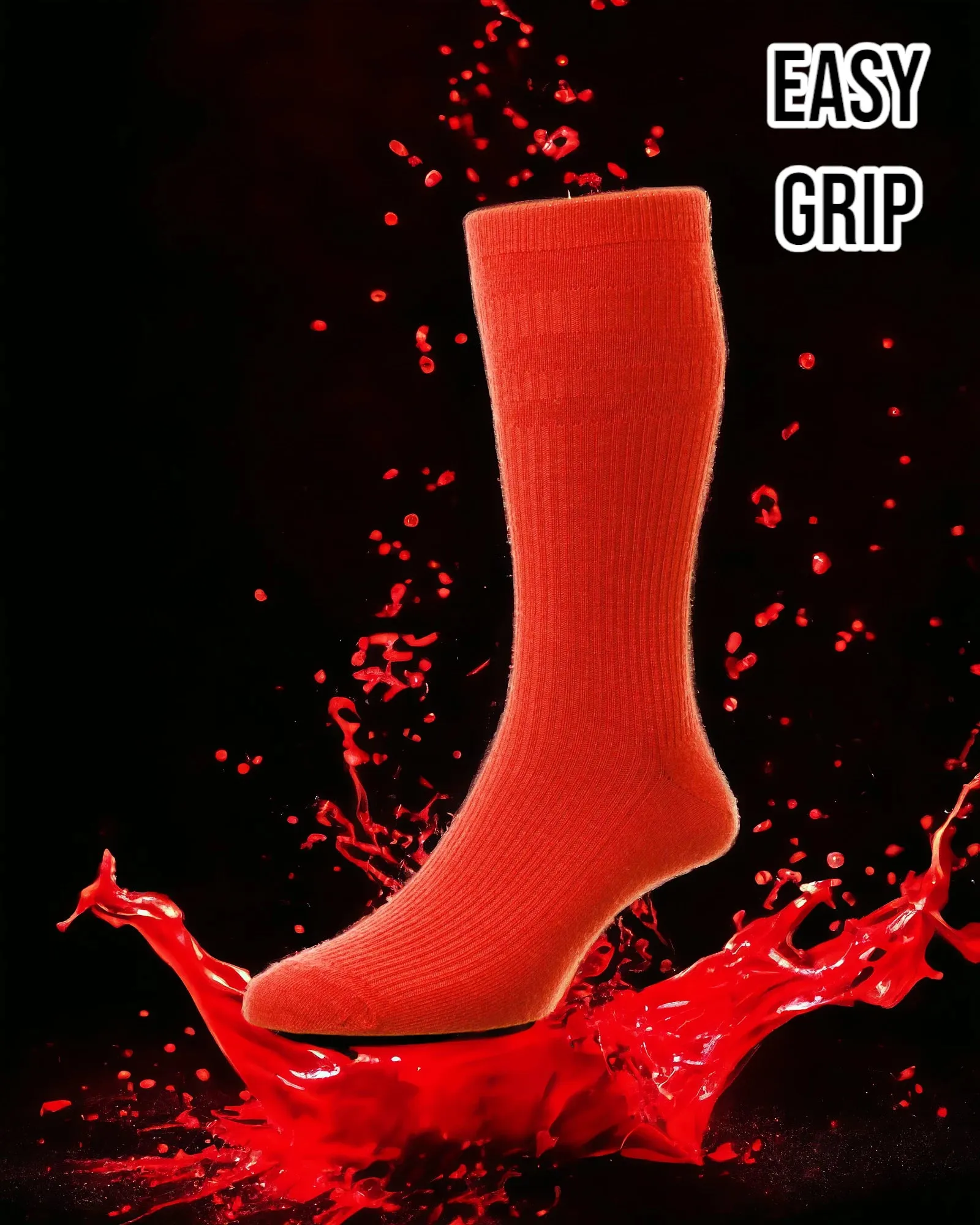 Red Wool Rich Easy Grip Socks