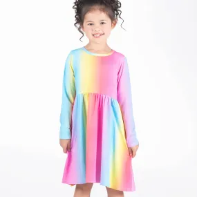 Rock Your Kid Rainbow Long Sleeve Dress