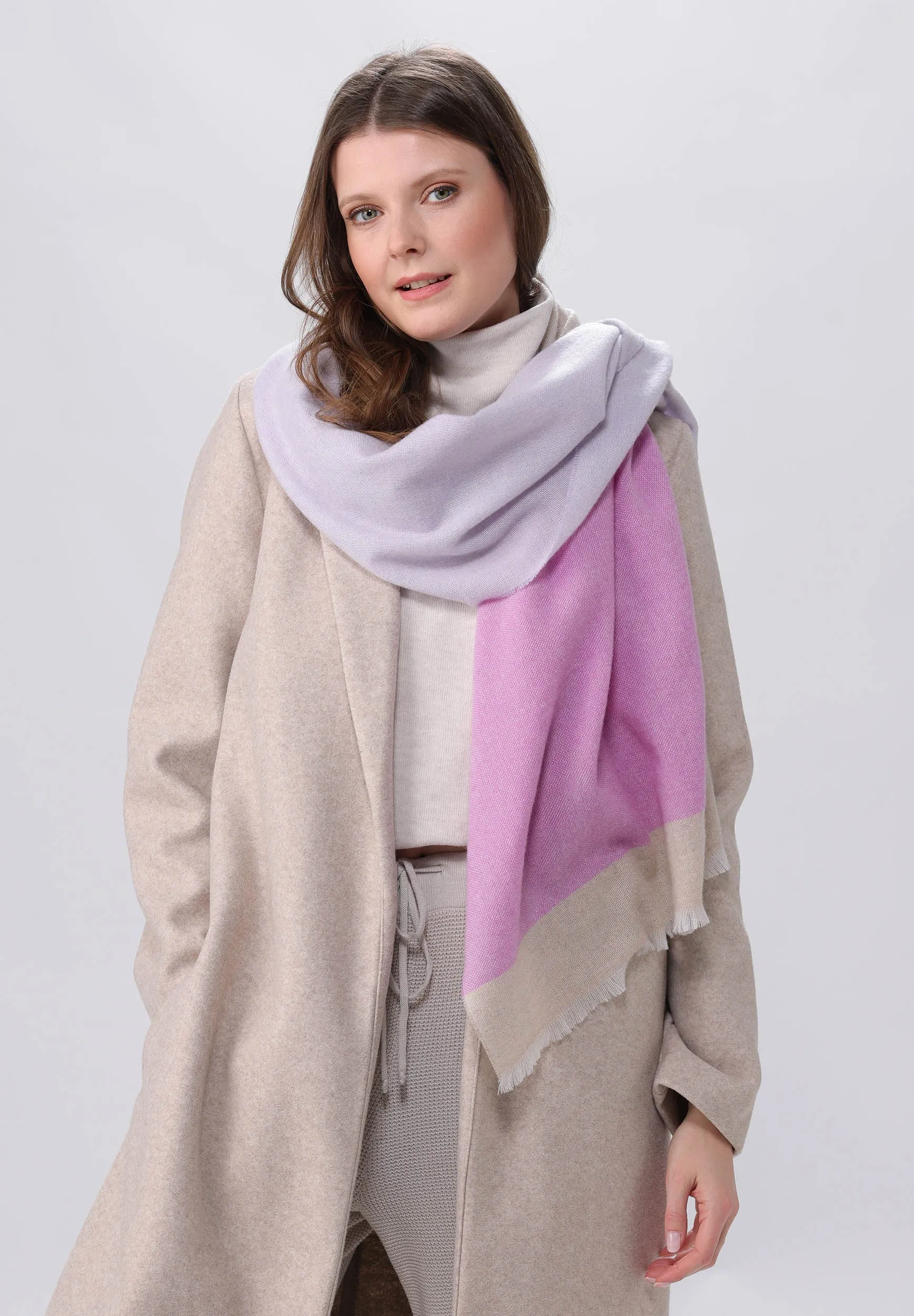 Signature Colour Block Lightweight Cashmere Wrap