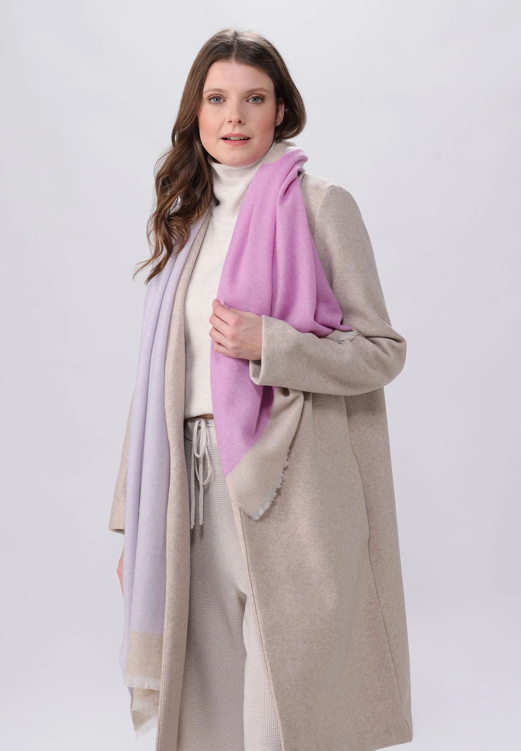 Signature Colour Block Lightweight Cashmere Wrap