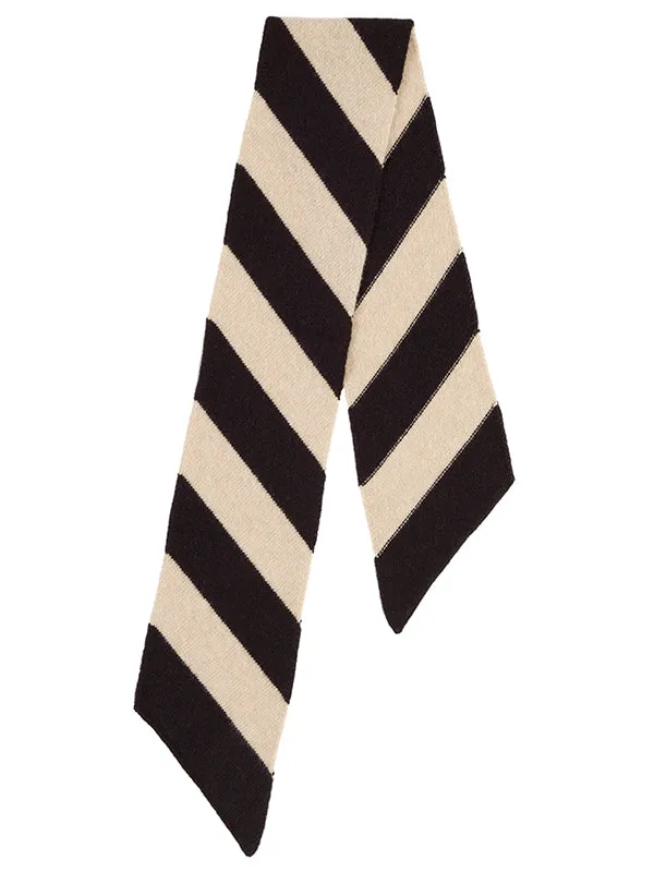 Small Wide Stripe Diagonal Scarf Black & Military