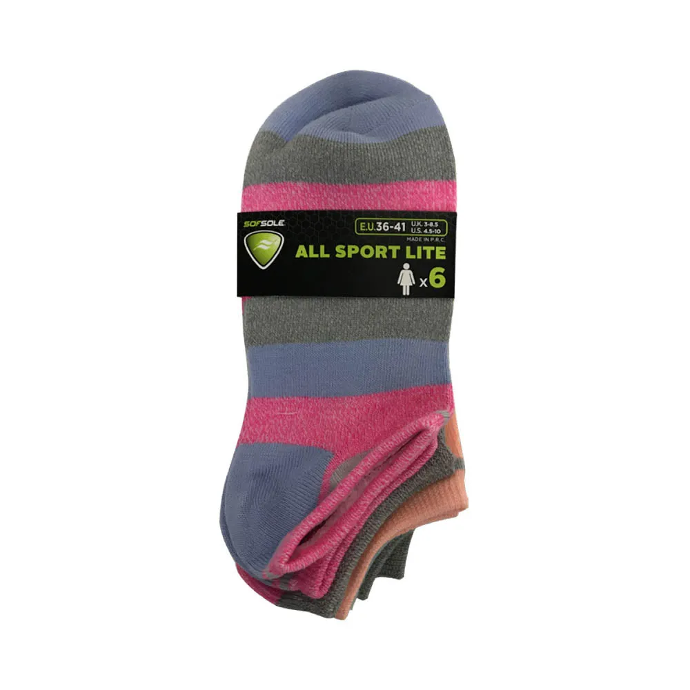 Sof Sole Women's Socks All Sports Lite No Show 6-pack (6 colors/patterns)