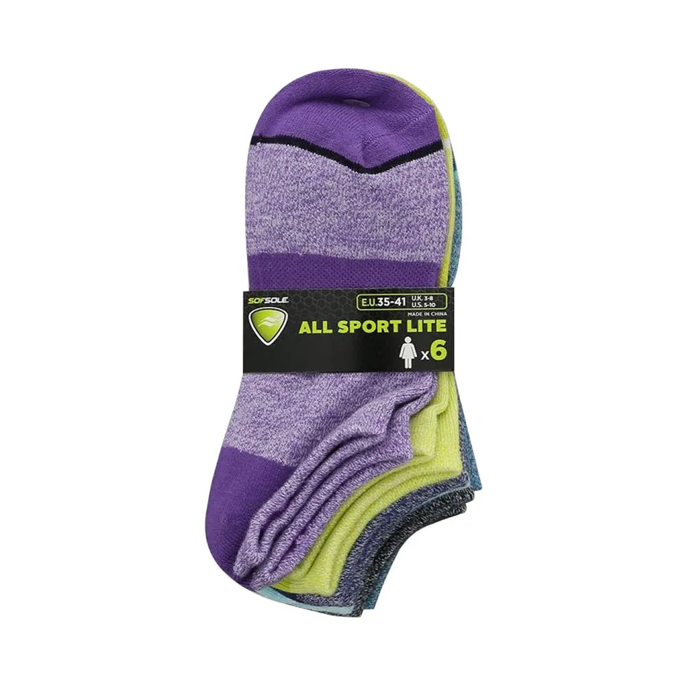 Sof Sole Women's Socks All Sports Lite No Show 6-pack (6 colors/patterns)