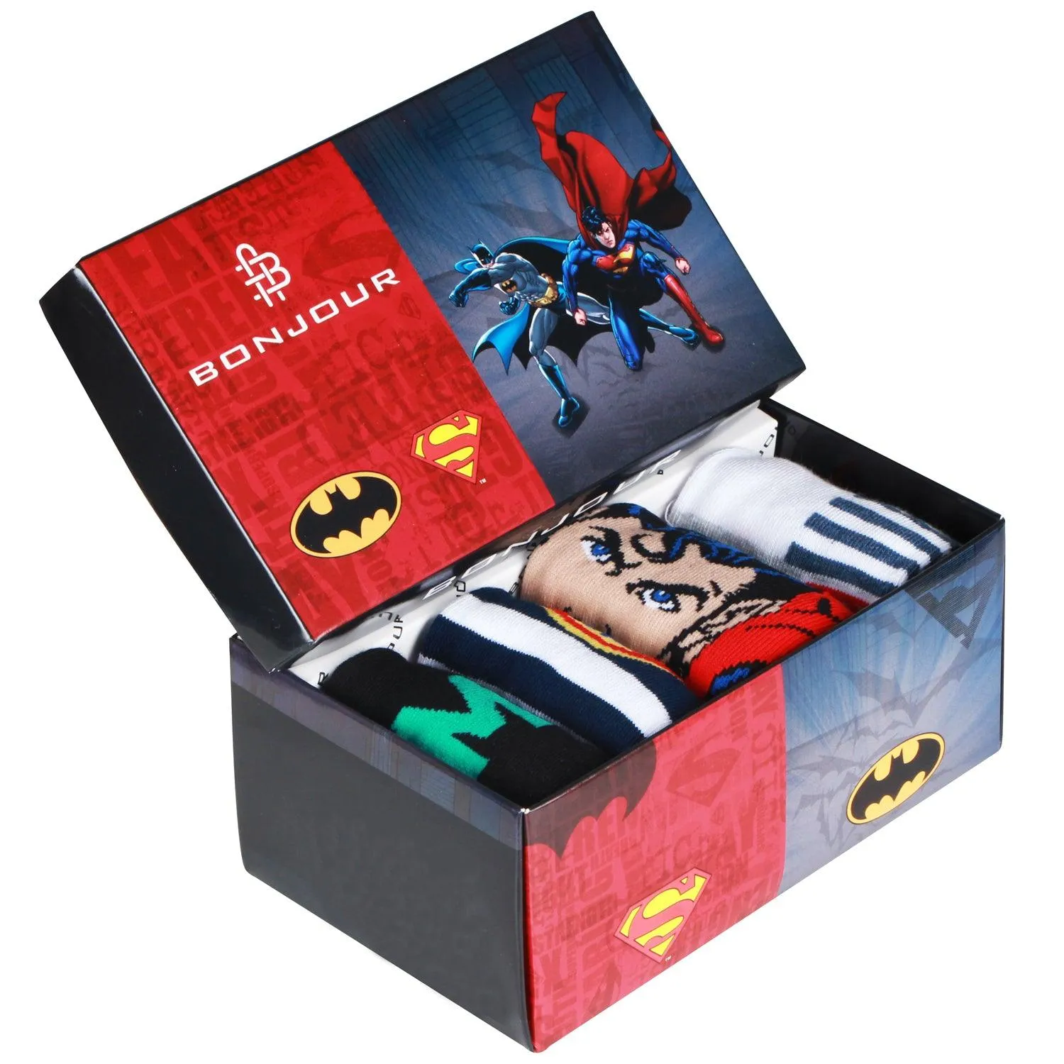 Superman Batman Ankle-length Cotton Socks for Kids - Pack of 4