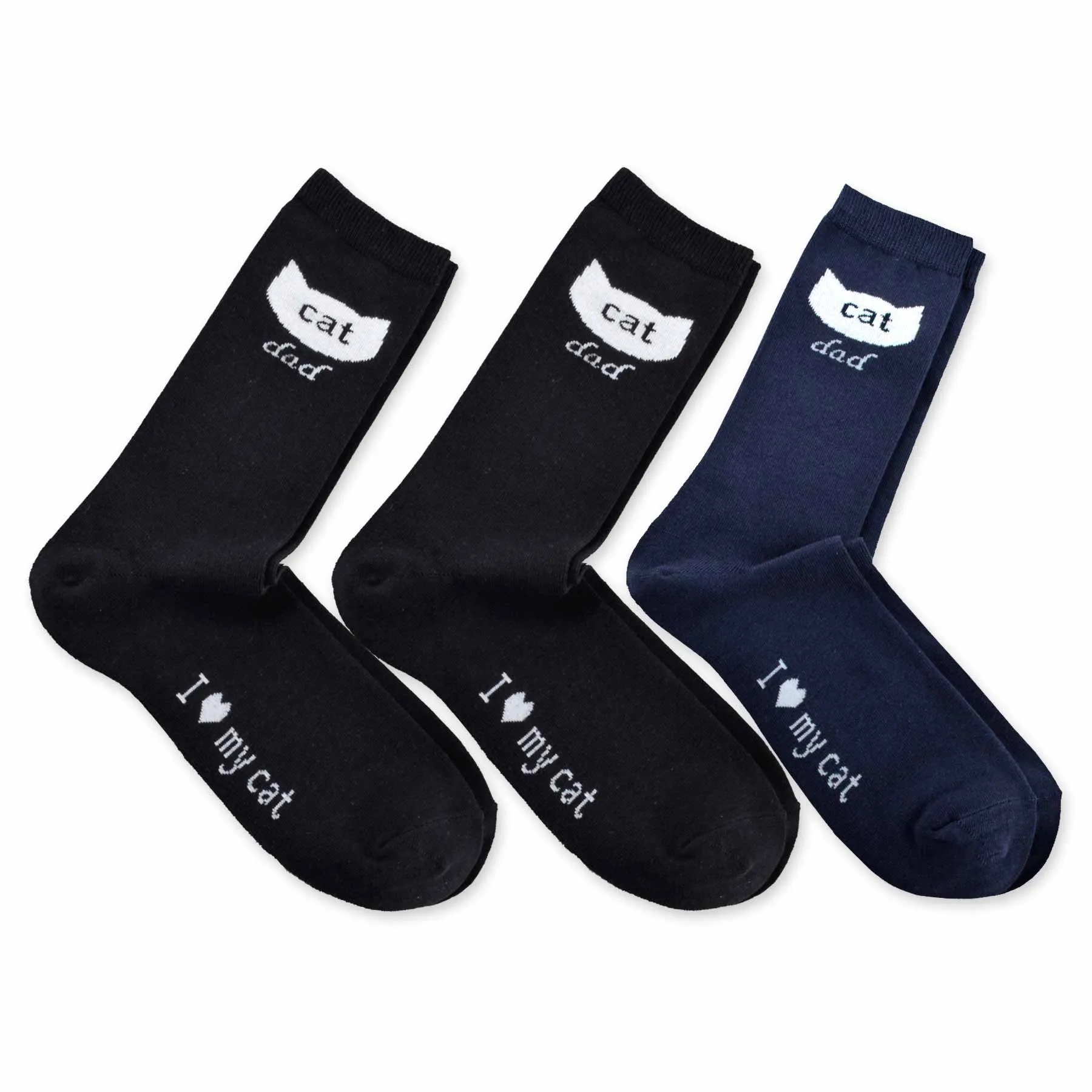 TeeHee Socks Men's Novelty Cotton Crew Cat Lover 3-Pack (50548)