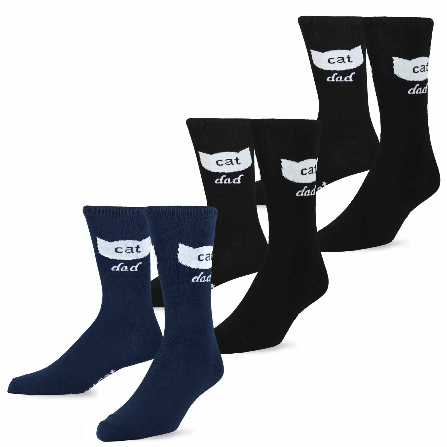 TeeHee Socks Men's Novelty Cotton Crew Cat Lover 3-Pack (50548)