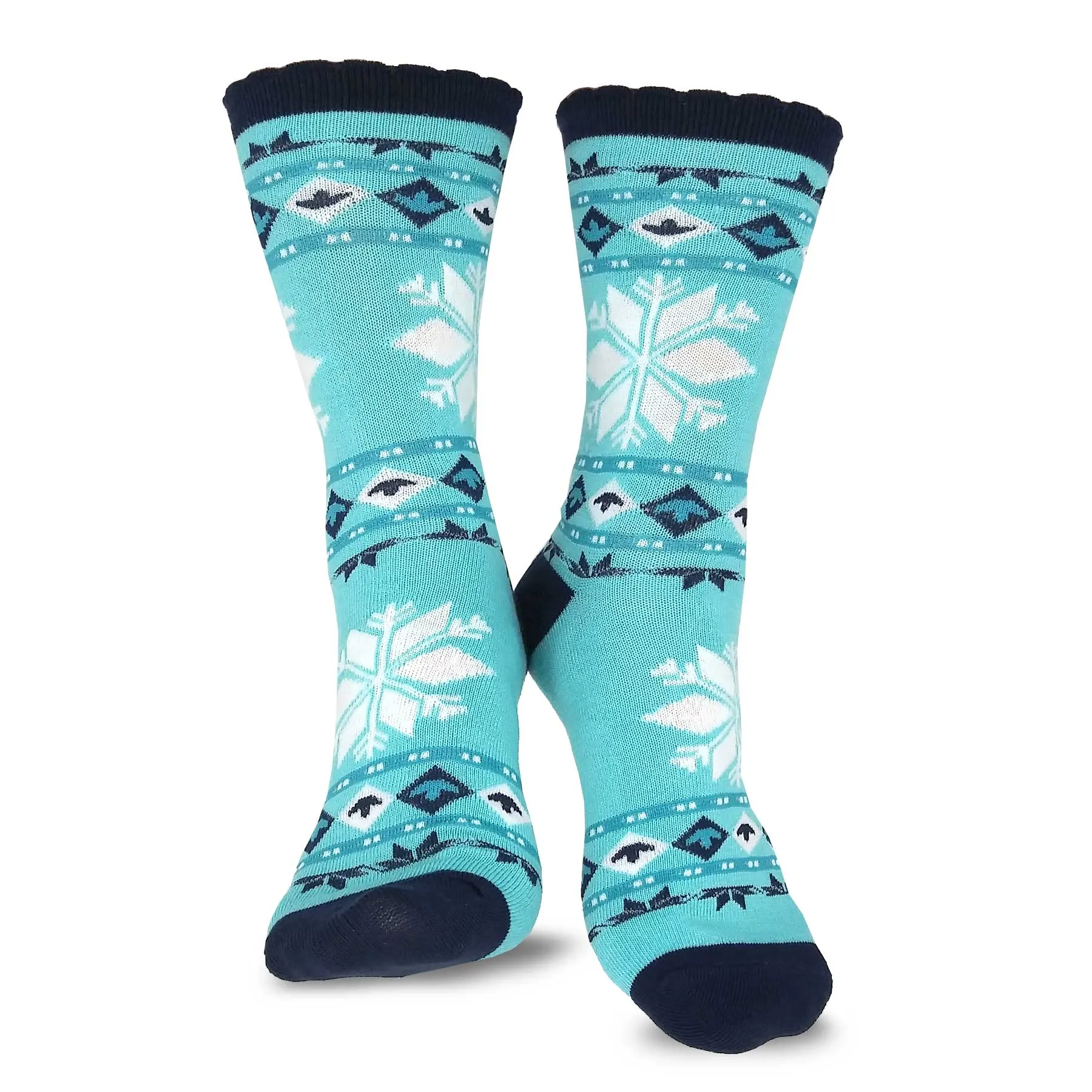 TeeHee Socks Women's Casual Polyester Crew Snowflake Scallop 6-Pack (11634)