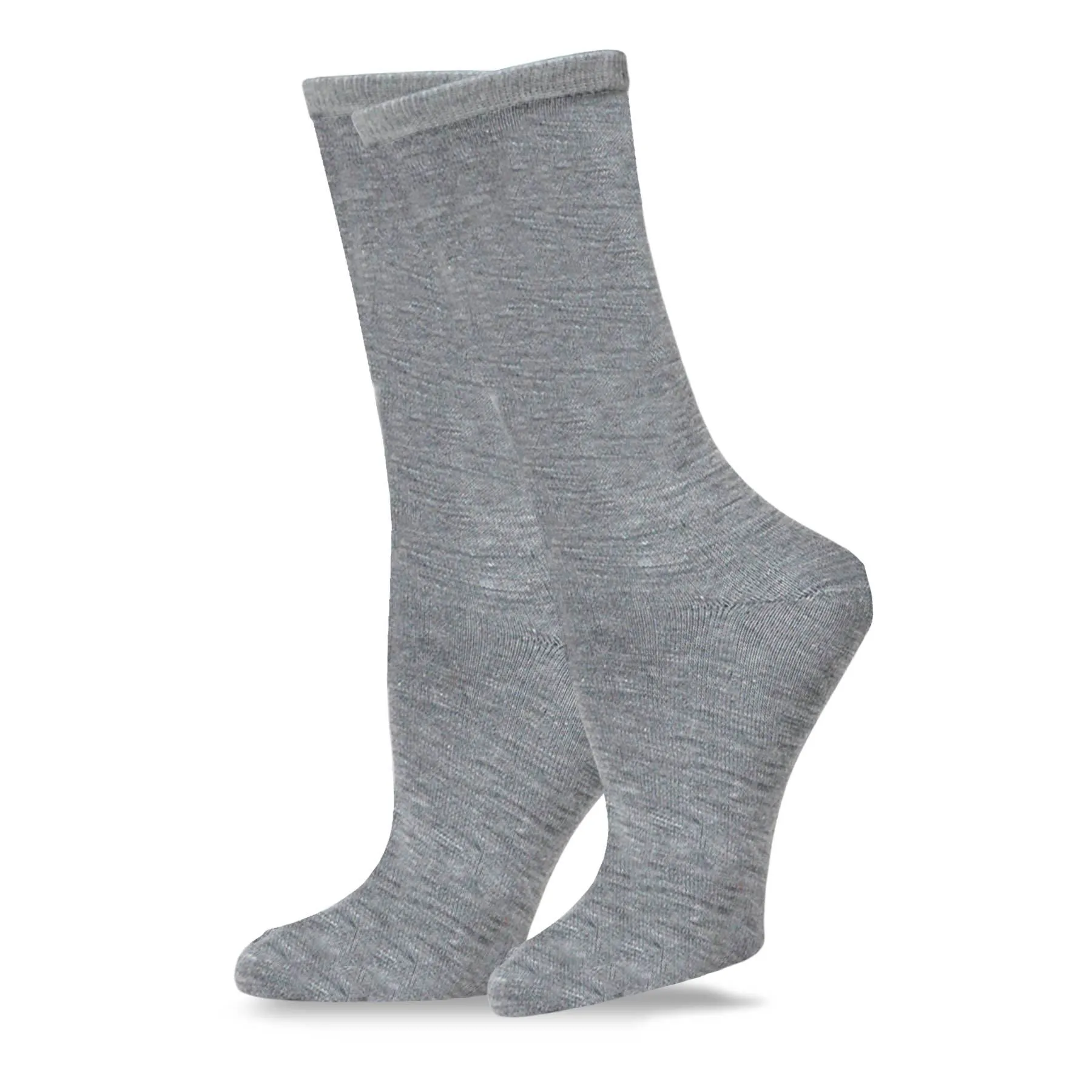 TeeHee Socks Women's Casual Polyester Crew White/Grey 12-Pack (12240)