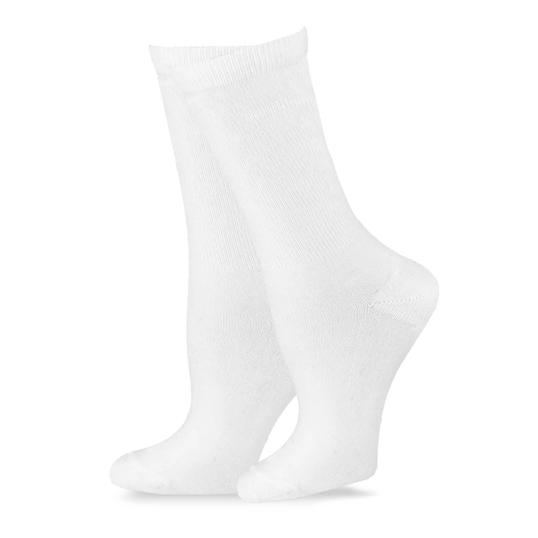 TeeHee Socks Women's Casual Polyester Crew White/Grey 12-Pack (12240)