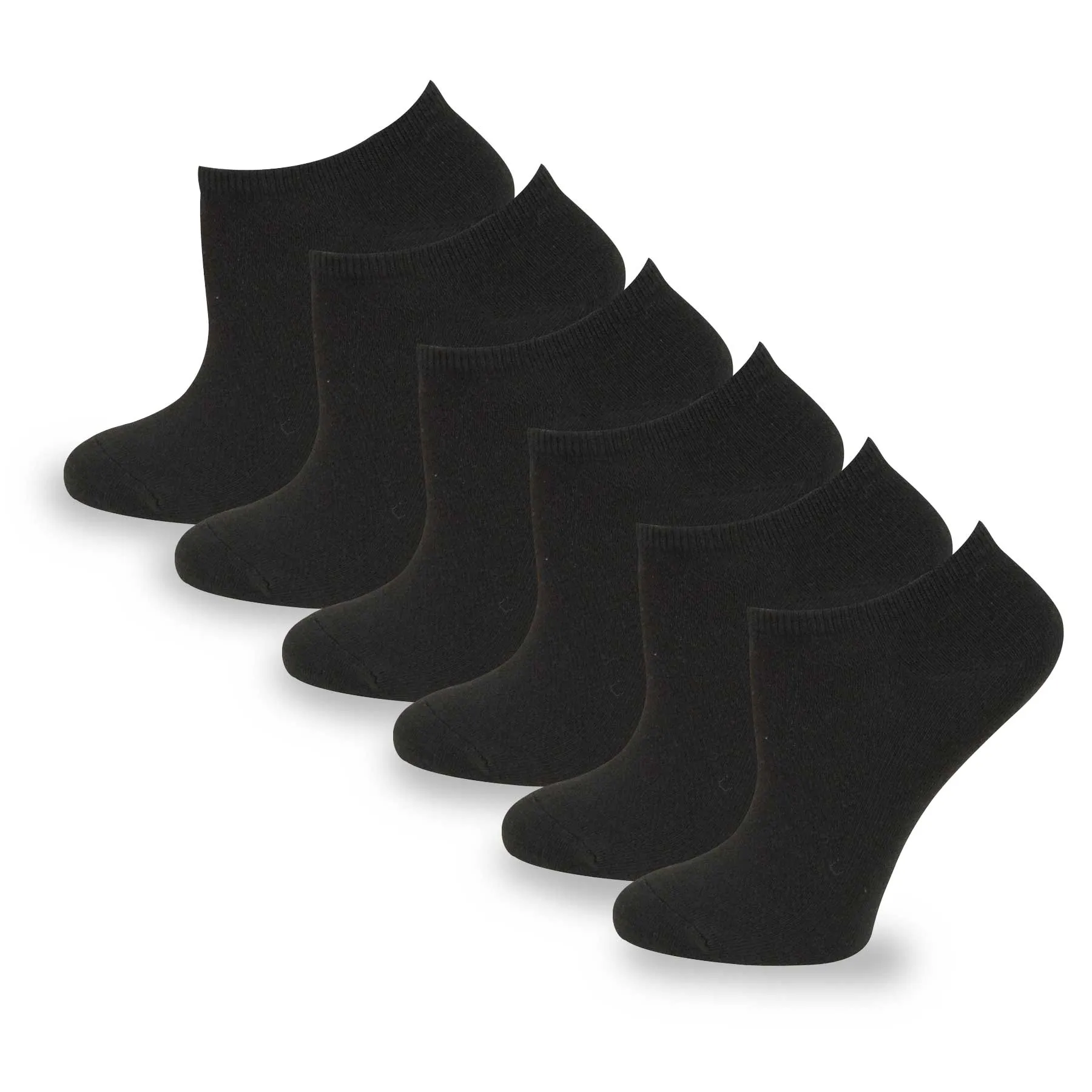 TeeHee Socks Women's Casual Polyester No Show Black 6-Pack (10051)