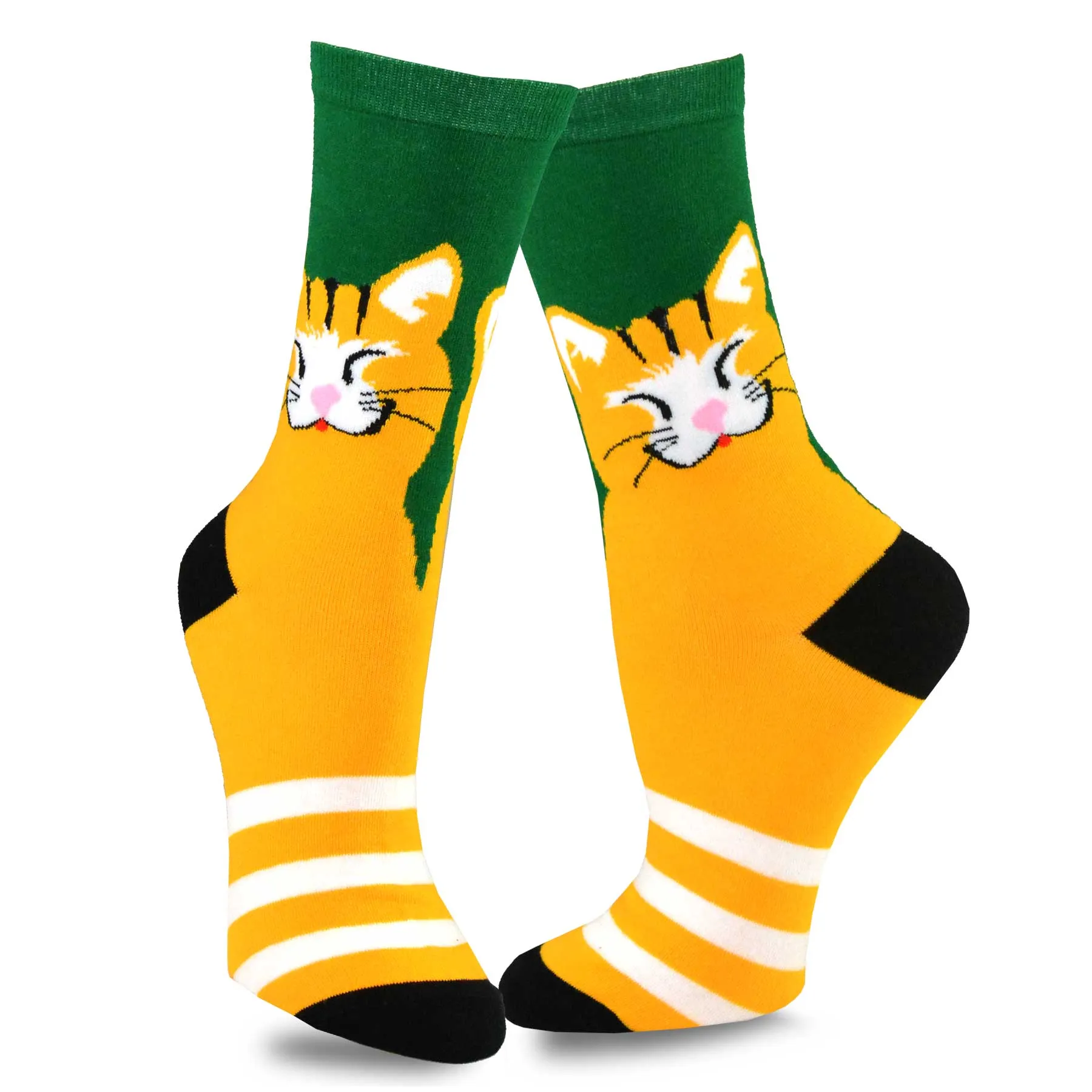 TeeHee Socks Women's Novelty Cotton Crew Cat Face 5-Pack (11991)