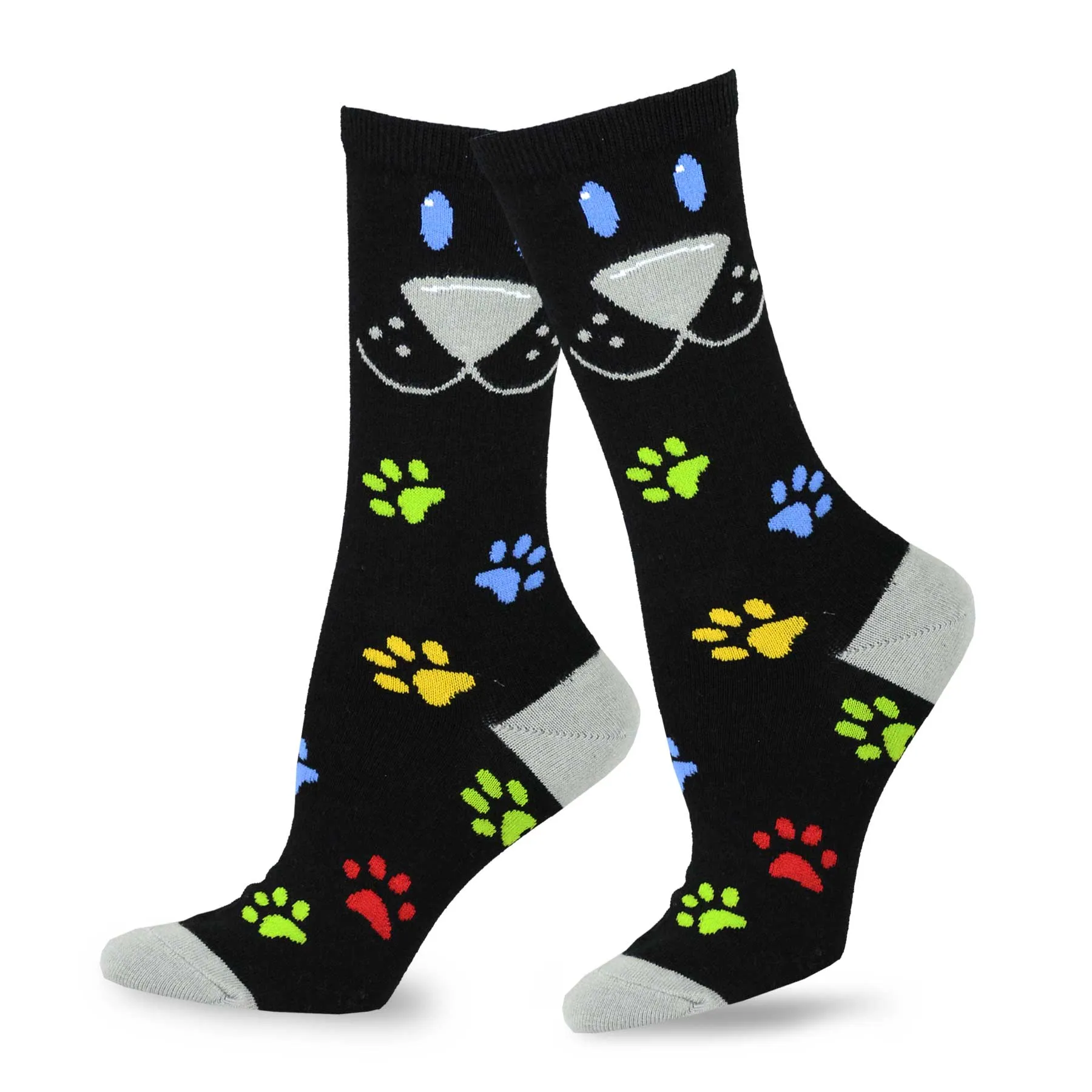 TeeHee Socks Women's Novelty Cotton Crew Dog Face 3-Pack (11130)