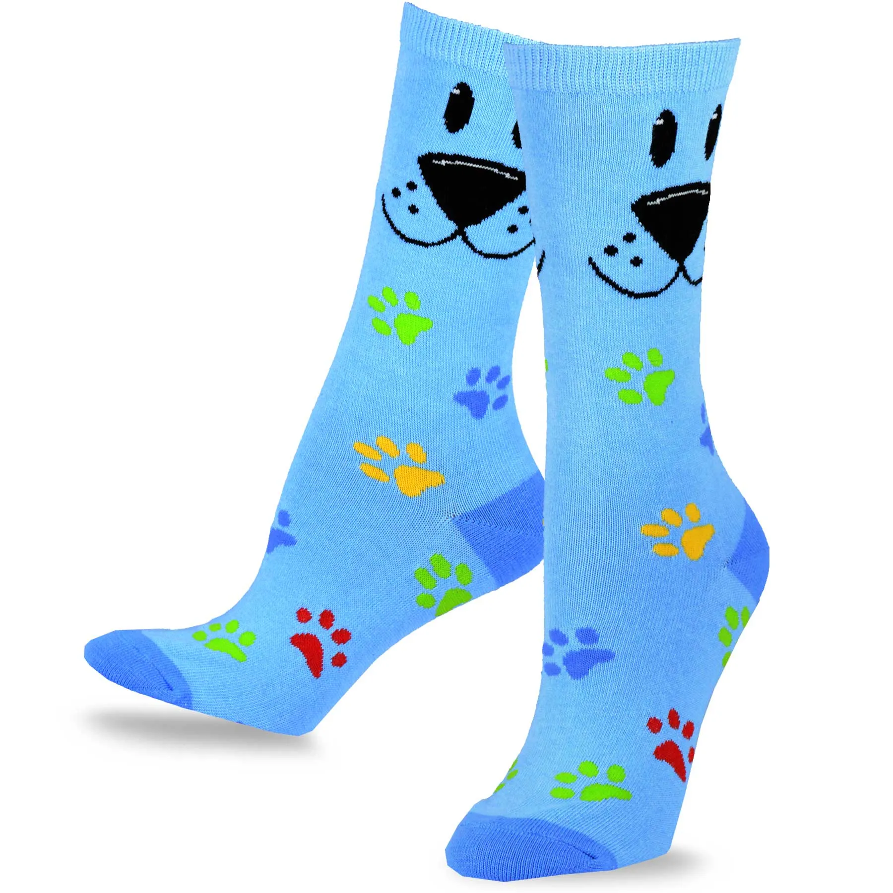 TeeHee Socks Women's Novelty Cotton Crew Dog Face 3-Pack (11130)