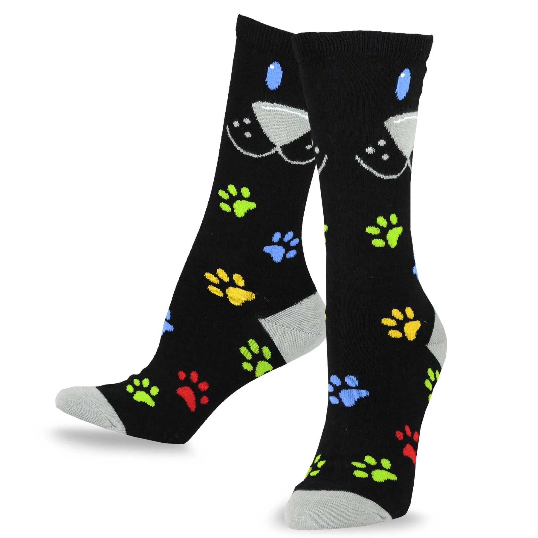 TeeHee Socks Women's Novelty Cotton Crew Dog Face 3-Pack (11130)