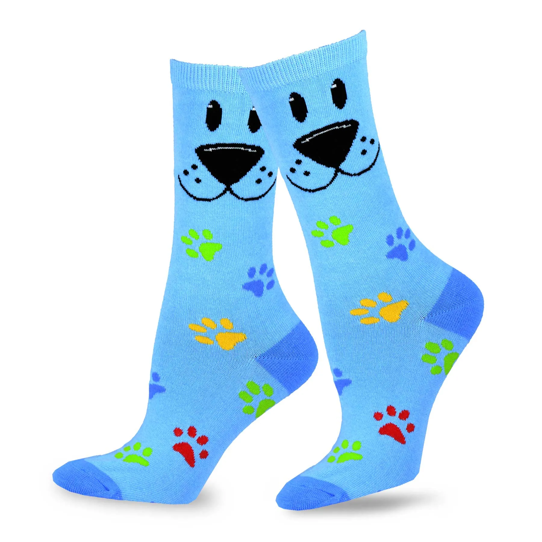 TeeHee Socks Women's Novelty Cotton Crew Dog Face 3-Pack (11130)