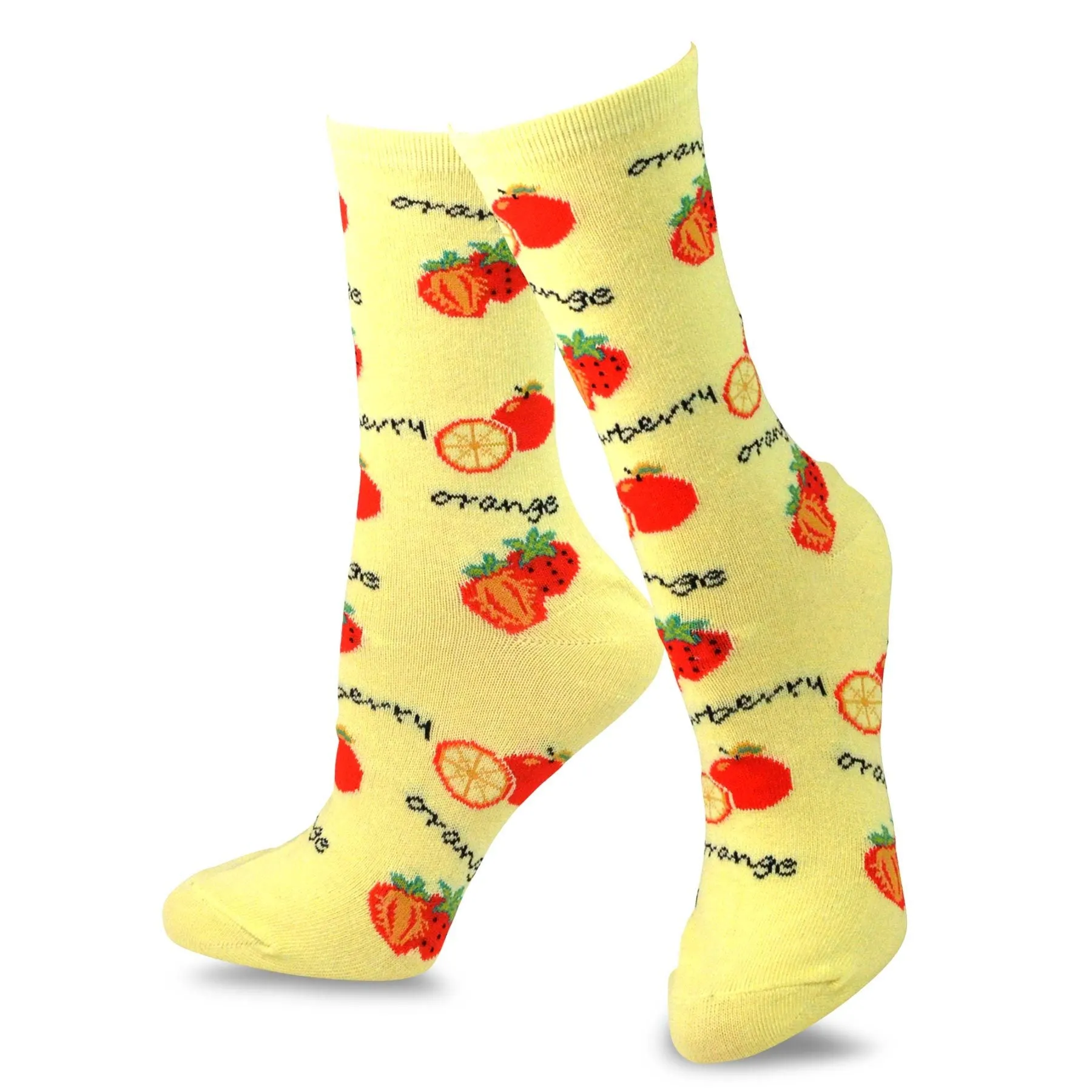 TeeHee Socks Women's Novelty Cotton Crew Fruits Farm 6-Pack (12006)