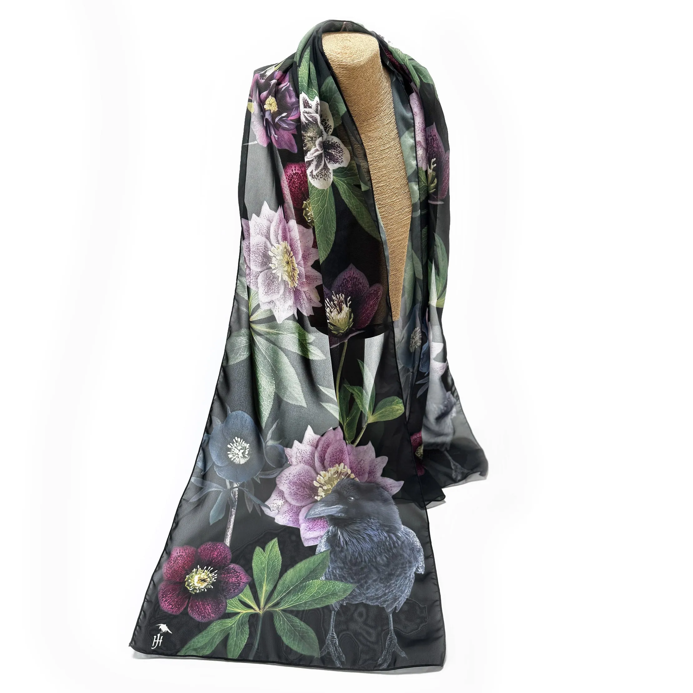 THE RAVEN GARDEN OF HAPPINESS - Long PolyChiffon Scarf