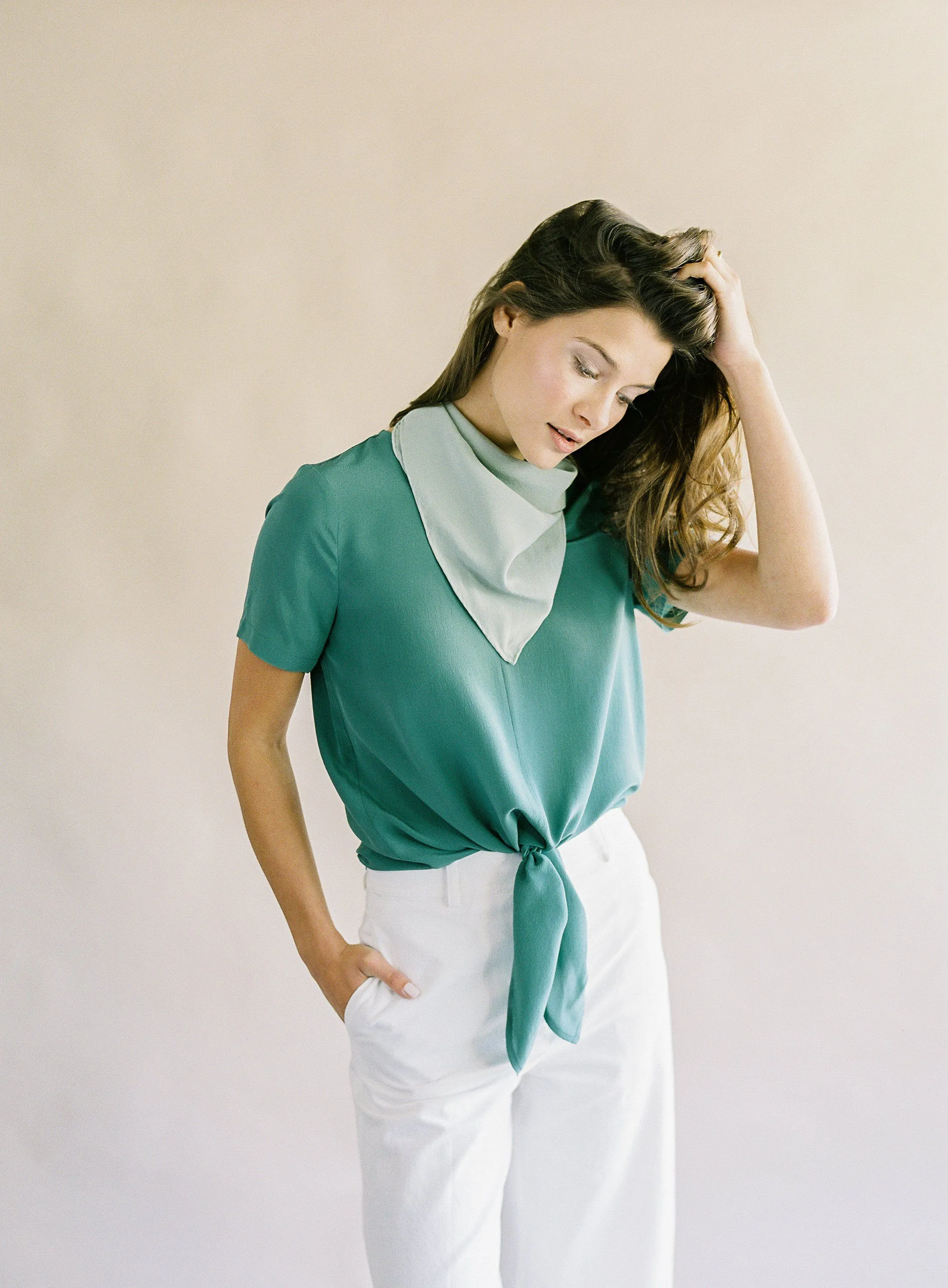 'The Scout' Washable Silk Scarf in Sage