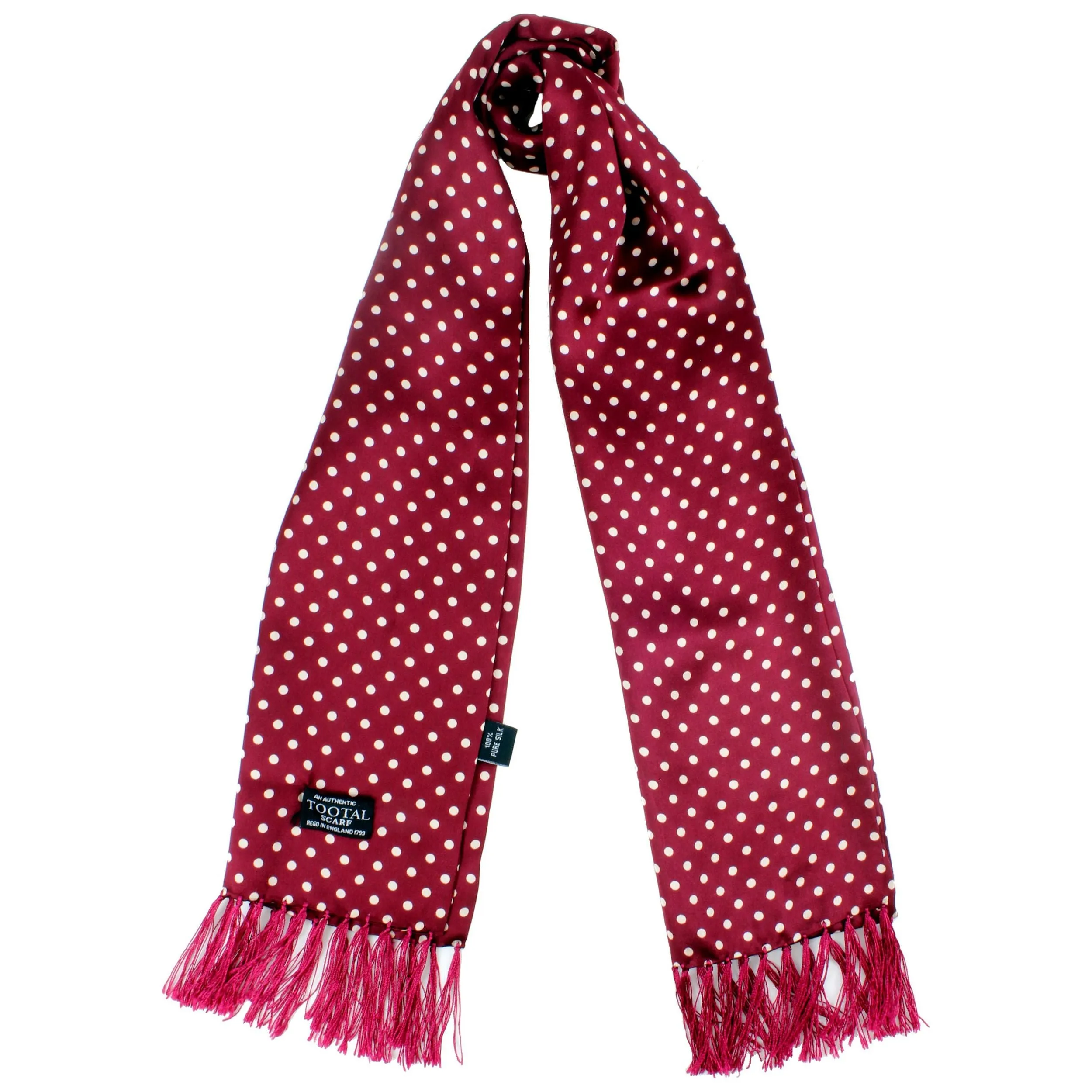 Tootal  -  Wine Polkadot -Silk Scarf