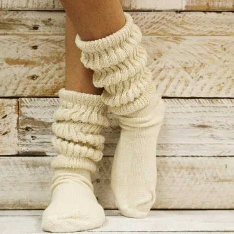 ULTIMATE  cotton  slouch socks 10-13 larger size - natural