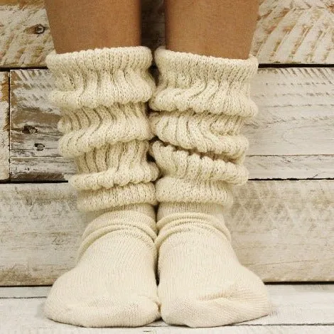 ULTIMATE  cotton  slouch socks 10-13 larger size - natural